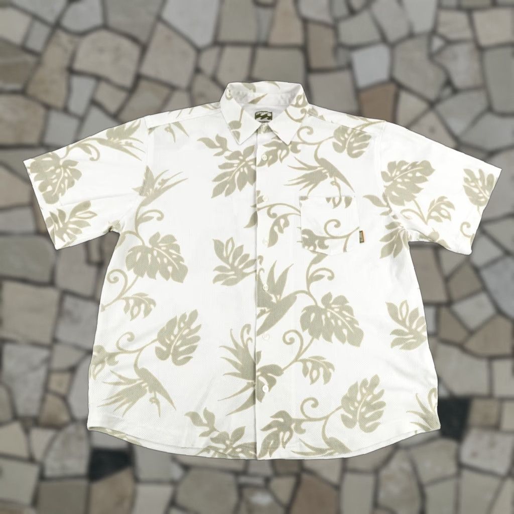 Billabong VINTAGE Billabong Shirt Mens XL White Beige Floral Hawaiian Aloha 90s Button-Up Short Sleeve Size US XL / EU 56 / 4 - 1 Thumbnail