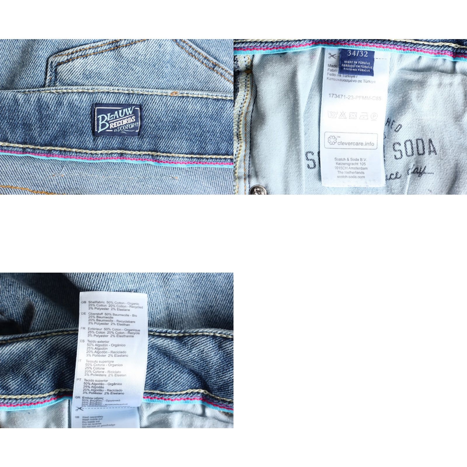 Scotch & Soda VINTAGE SCOTCH & SODA SKIM Skinny Fit Stretch Jeans Men W34 L32 DZ6326 Size US 34 / EU 50 - 8 Thumbnail