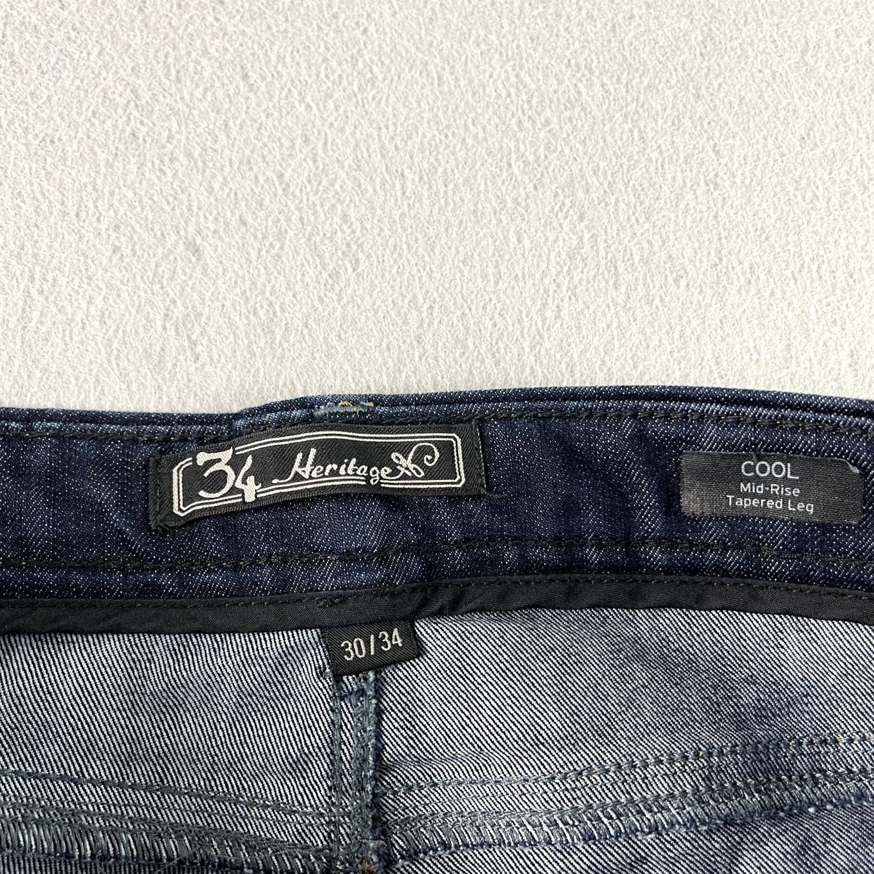 Vintage VINTAGE 34 Heritage Jeans Mens 30x34 Blue Dark Wash Denim Tapered Regular Mens Size US 30 / EU 46 - 4 Thumbnail