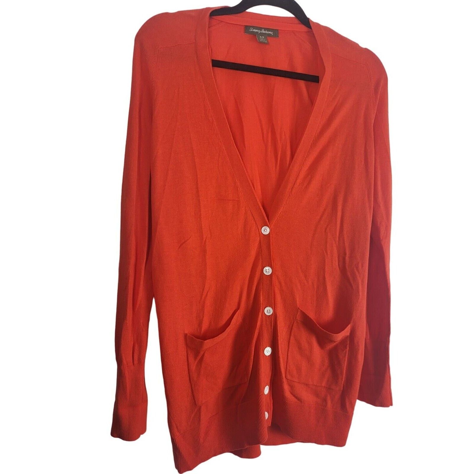 Tommy Bahama Tommy Bahama Cardigan S/P Womens Orange Long Sleeve Pockets Size S / US 4 / IT 40 - 3 Thumbnail