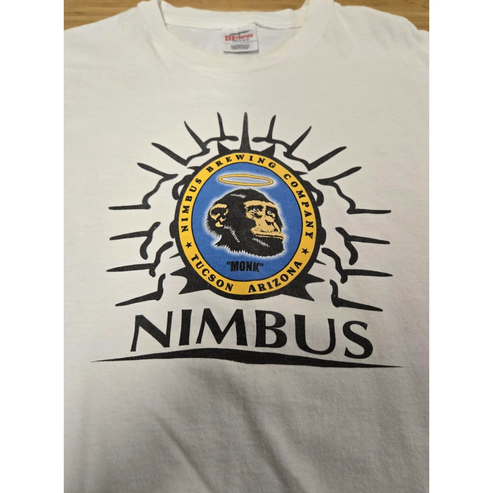 VINTAGE Nimbus Brewing Company Shirt Mens XL White Beer Graphic Tucson 90s Mens XL White Graphic Print 90s Beer Navy?