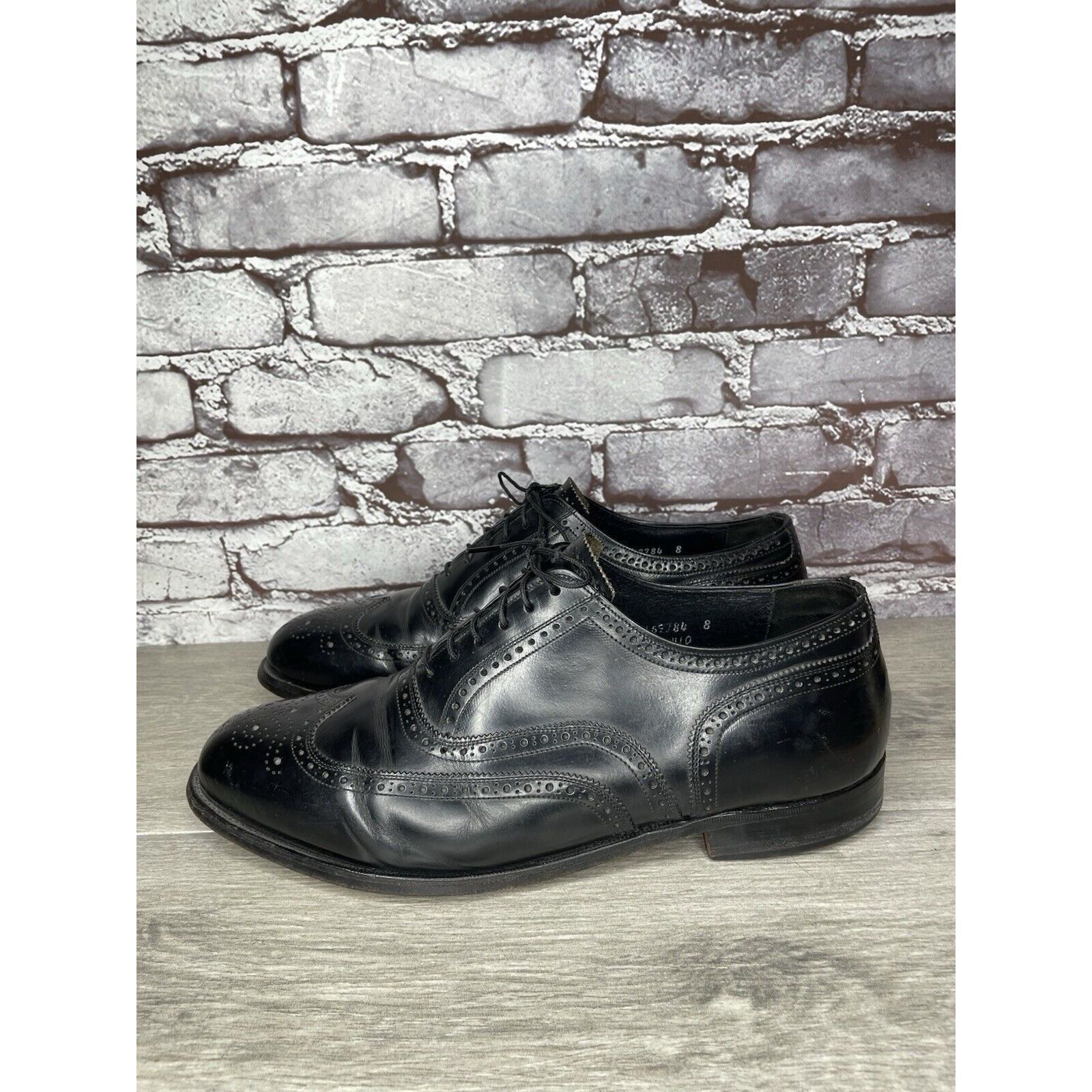 Other French Shriner Sterling Black Leather Wingtip Oxfords Shoes Size US 10.5 / EU 43-44 - 9 Thumbnail