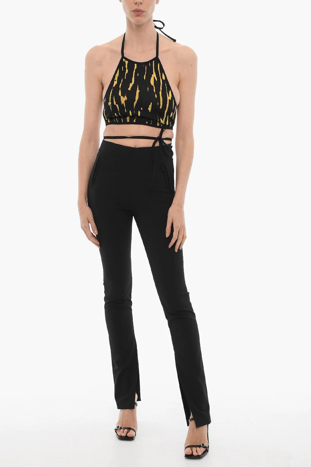 Ambush Design og1mm0426 Jacquard Crop Top in Yellow & Black Size XS / US 0-2 / IT 36-38 - 4 Thumbnail