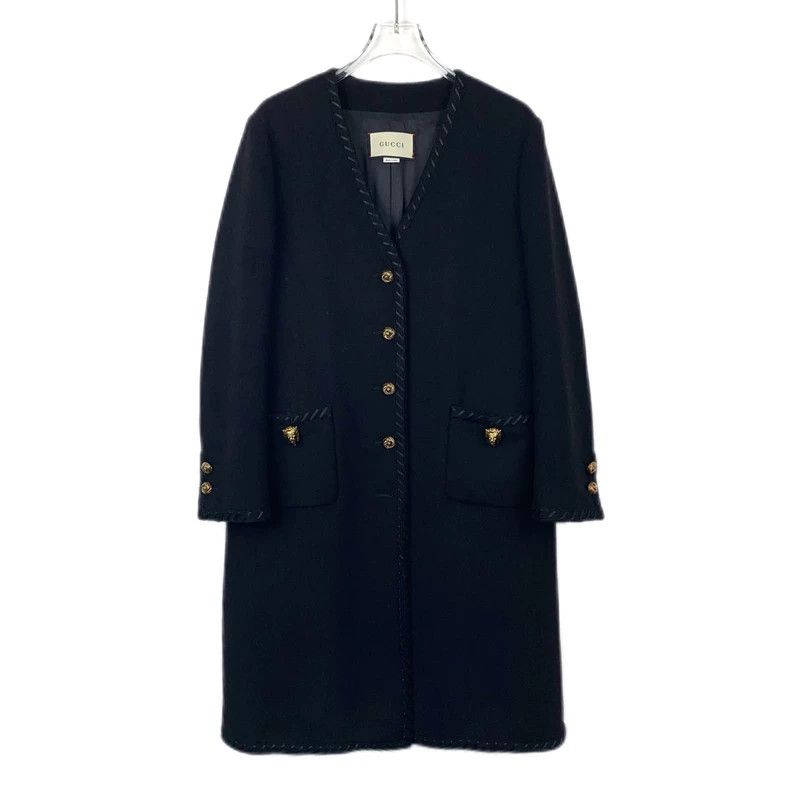 Gucci Gucci Black gold button V-neck wool coat 2502-Nextarrow Size US XXS / EU 40 - 1 Thumbnail