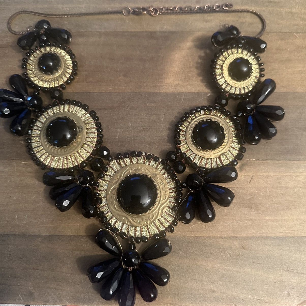 Other Chunky black and gold statement necklace Size ONE SIZE - 2 Thumbnail