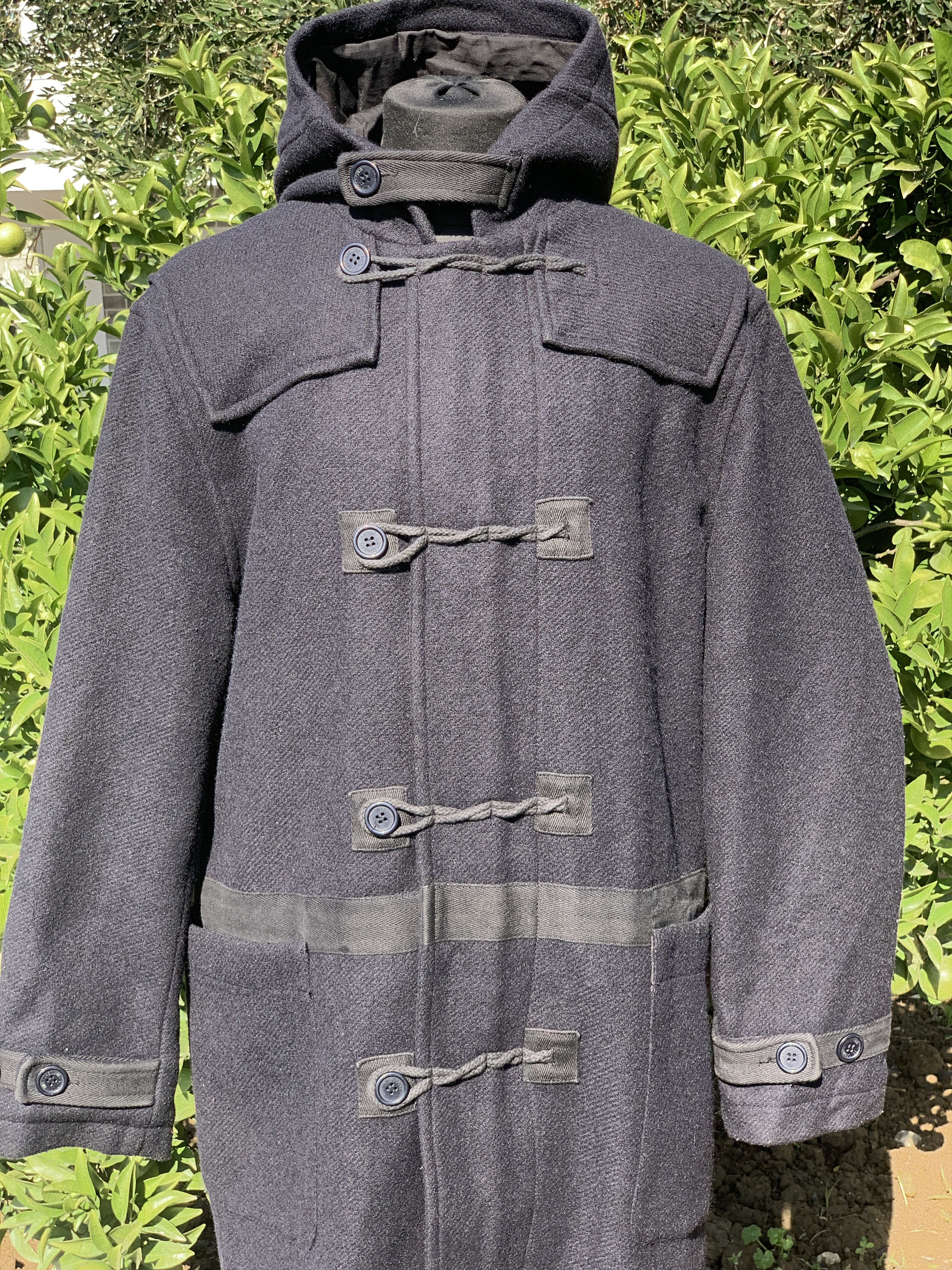 image of 1992 Nigel Cabourn Utility Army Pea Trench Jacket Siz 2Xl 58 in Black, Men's