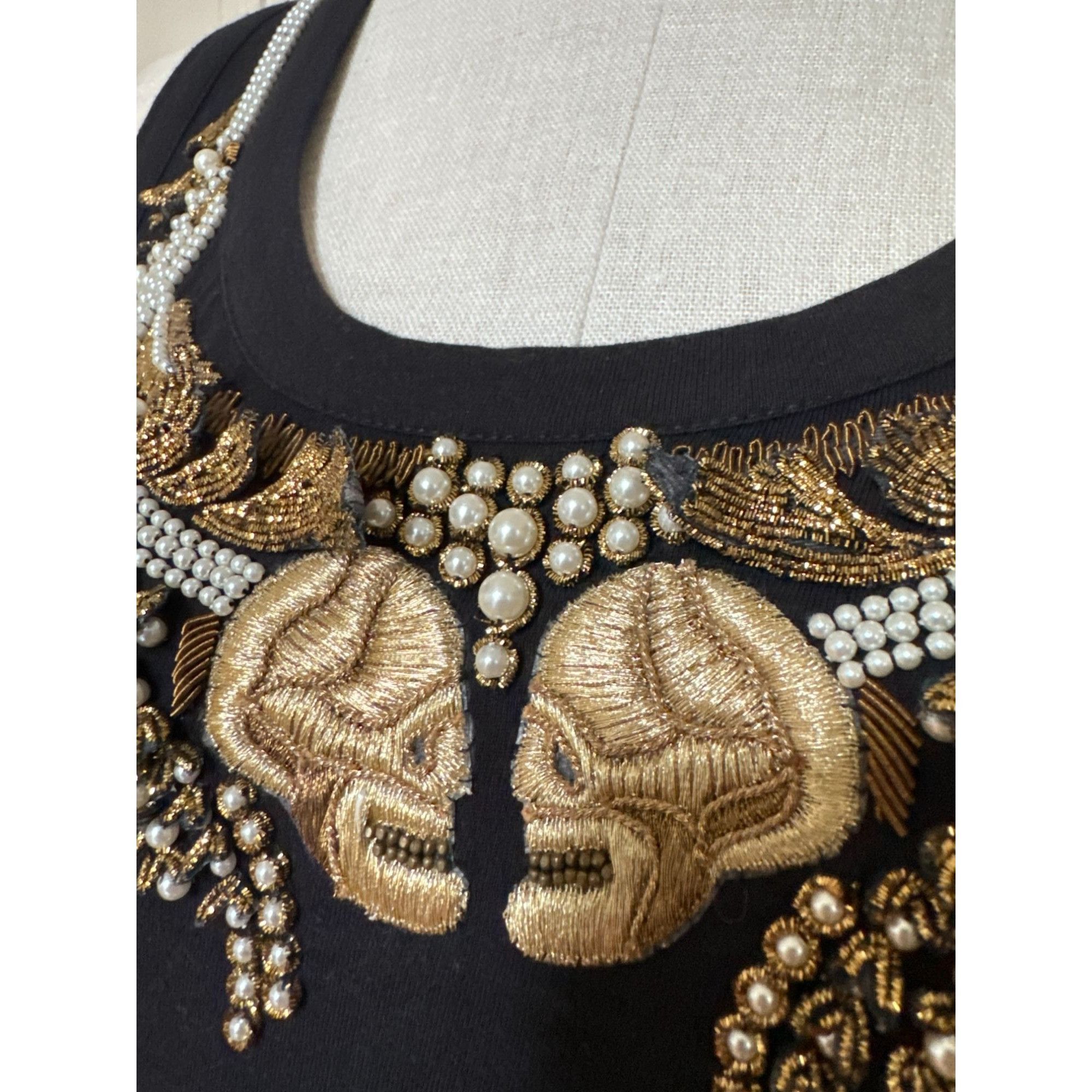 Alexander McQueen Navy Skulls Embellished Top Size S / US 4 / IT 40 - 4 Thumbnail