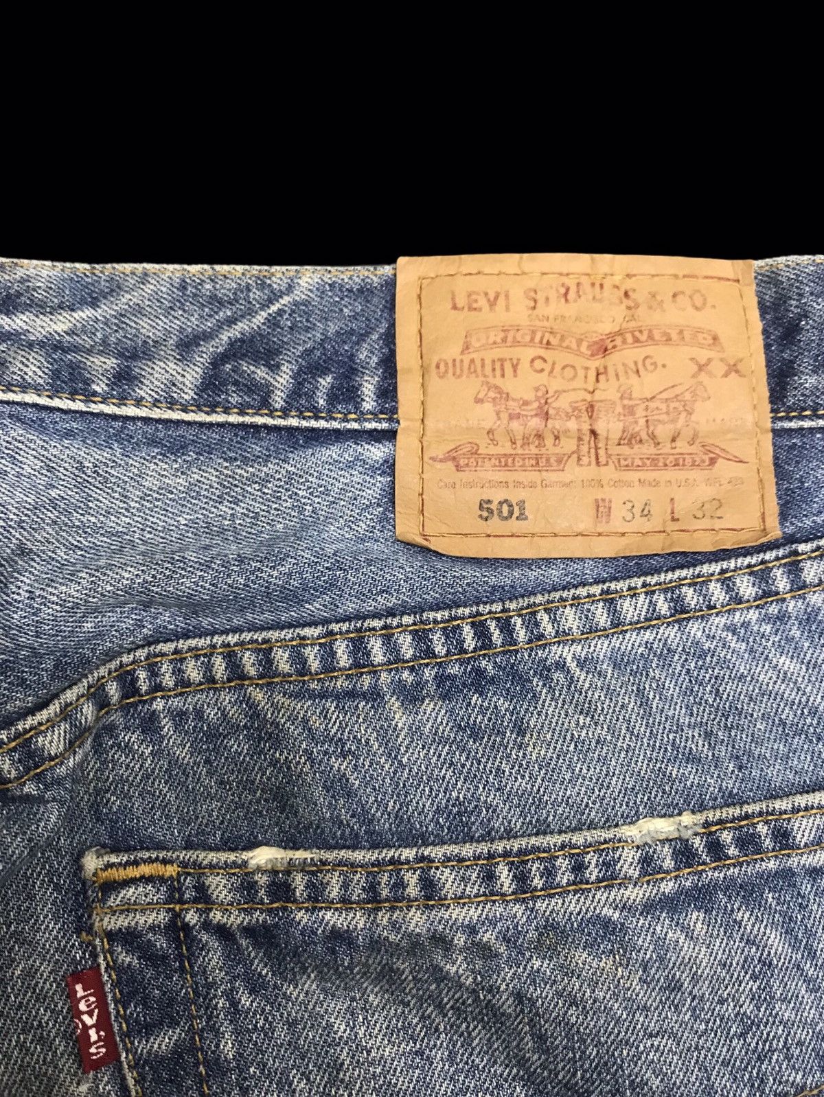 Levi's 💥VTG💥 Levis 501 Regular Medium Wash Distressed Denim F164 Size US 33 - 15 Thumbnail