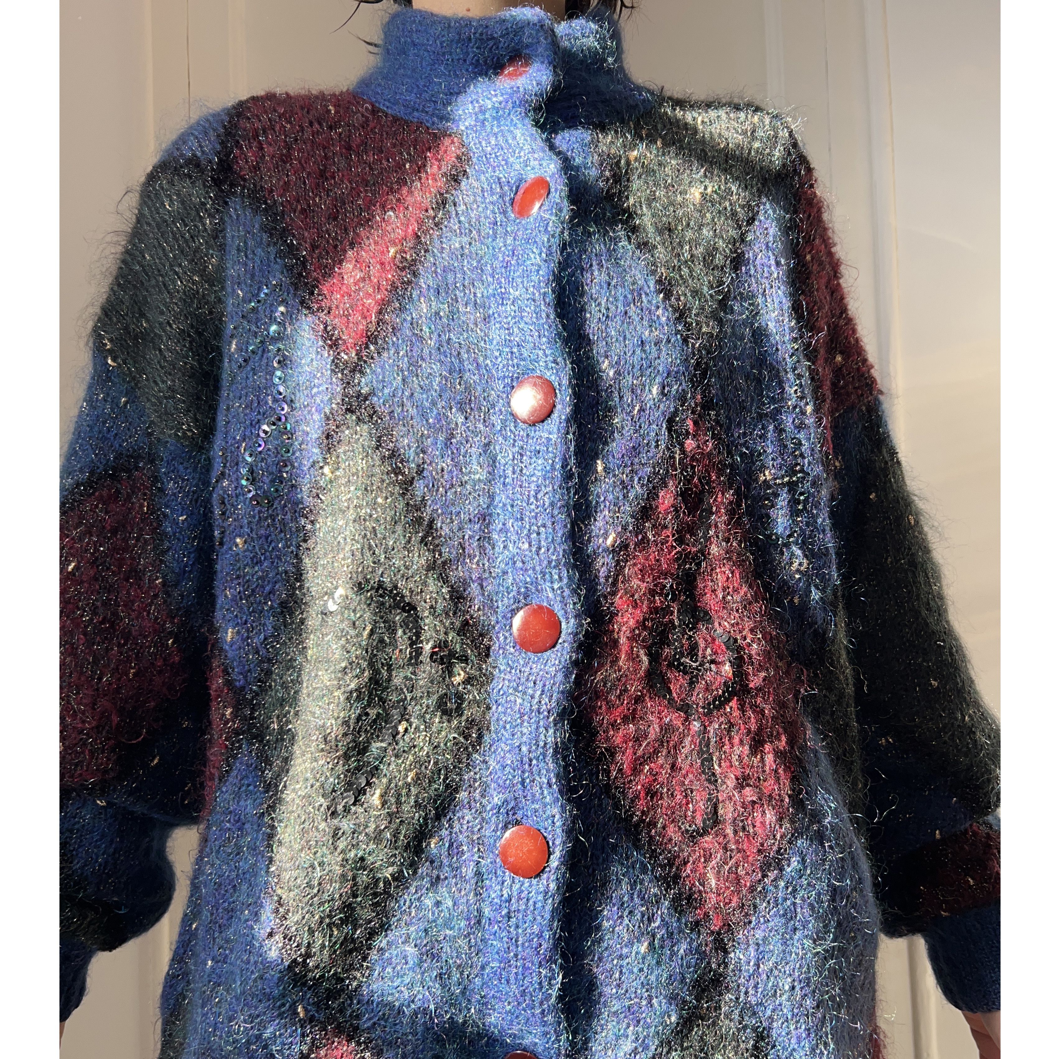 Vintage Vintage Mohair Harlequin Cardigan Size M / US 6-8 / IT 42-44 - 5 Thumbnail