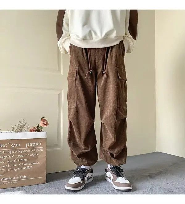 Japanese Brand Fukuoka x Kyoko Brown Cargo Corduroy Pants Size US 31 - 1 Thumbnail
