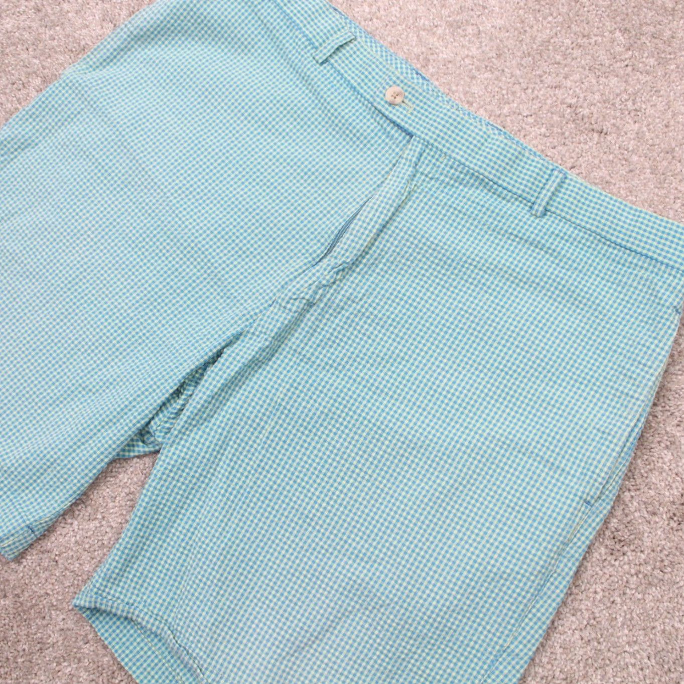 Peter Millar Peter Millar Chino Shorts Mens 38 Green Plaid Seersucker Flat Front Stretch Chino Shorts Size US 38 / EU 54 - 3 Thumbnail