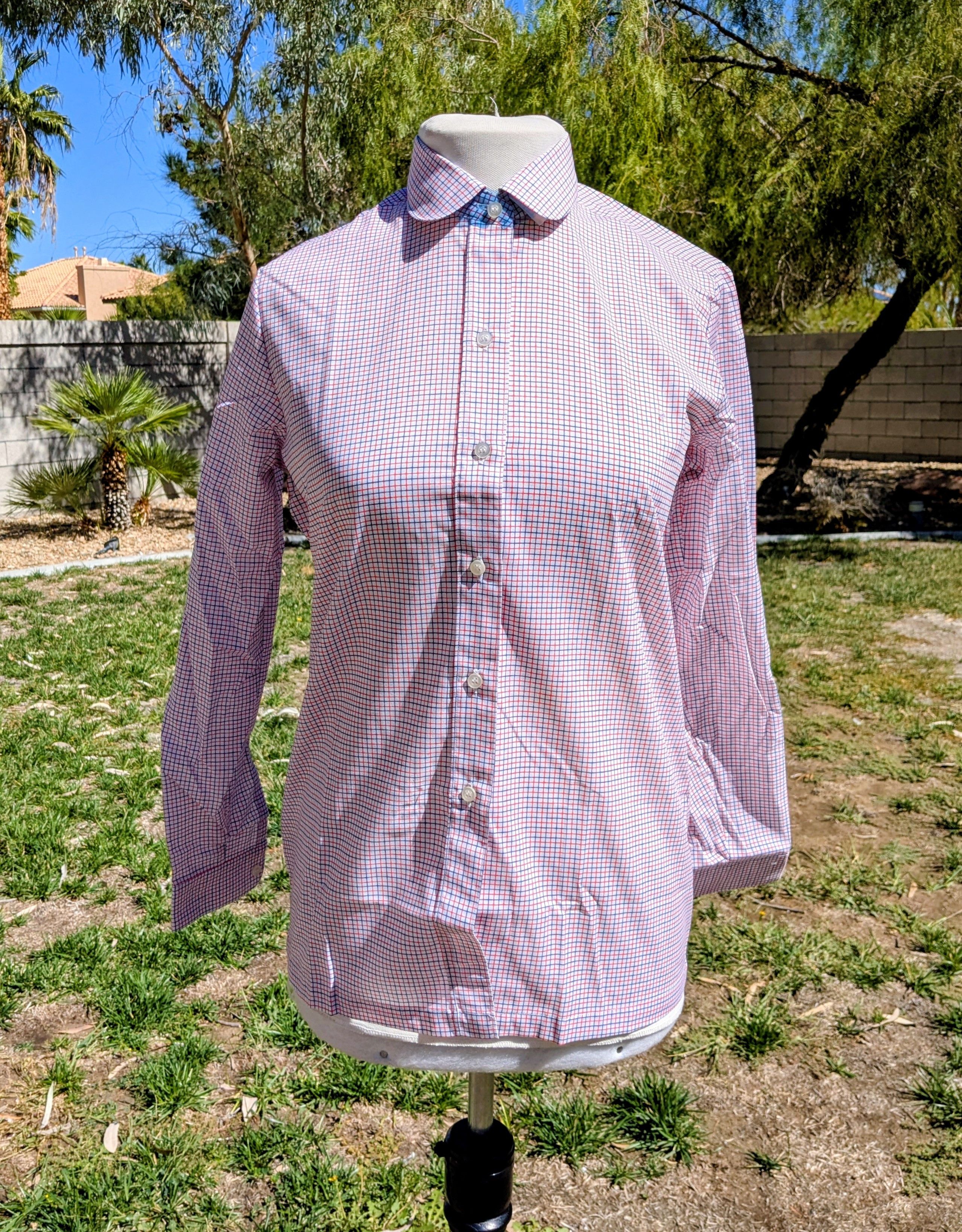 Other Vintage 1960's Button Down Red/Blue Crosshatch Print Shirt Size M / US 6-8 / IT 42-44 - 1 Thumbnail