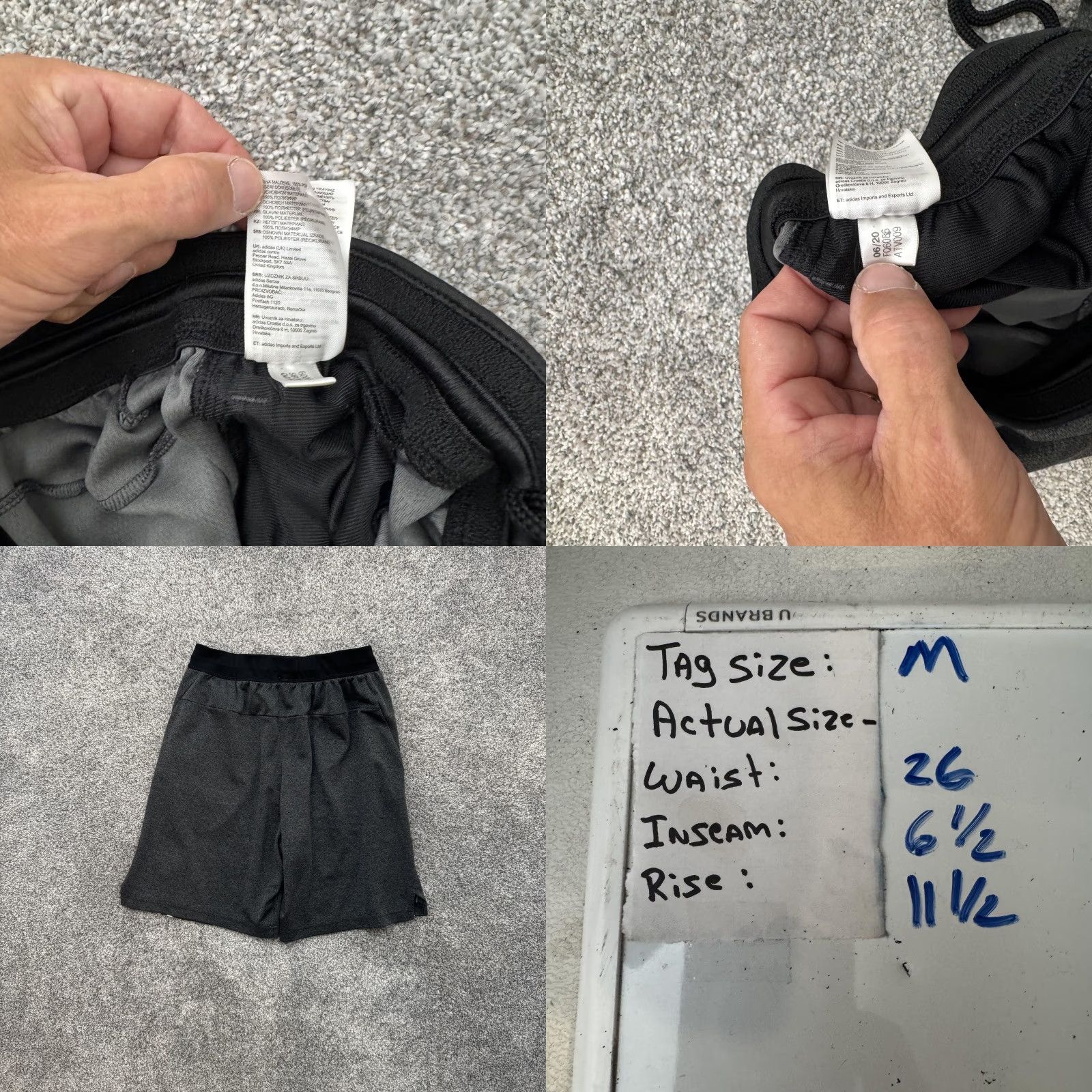 Adidas Adidas Shorts Men Medium Athletic Lightweight Pockets Drawstring Gray Three Stripes Size US 31 - 9 Thumbnail