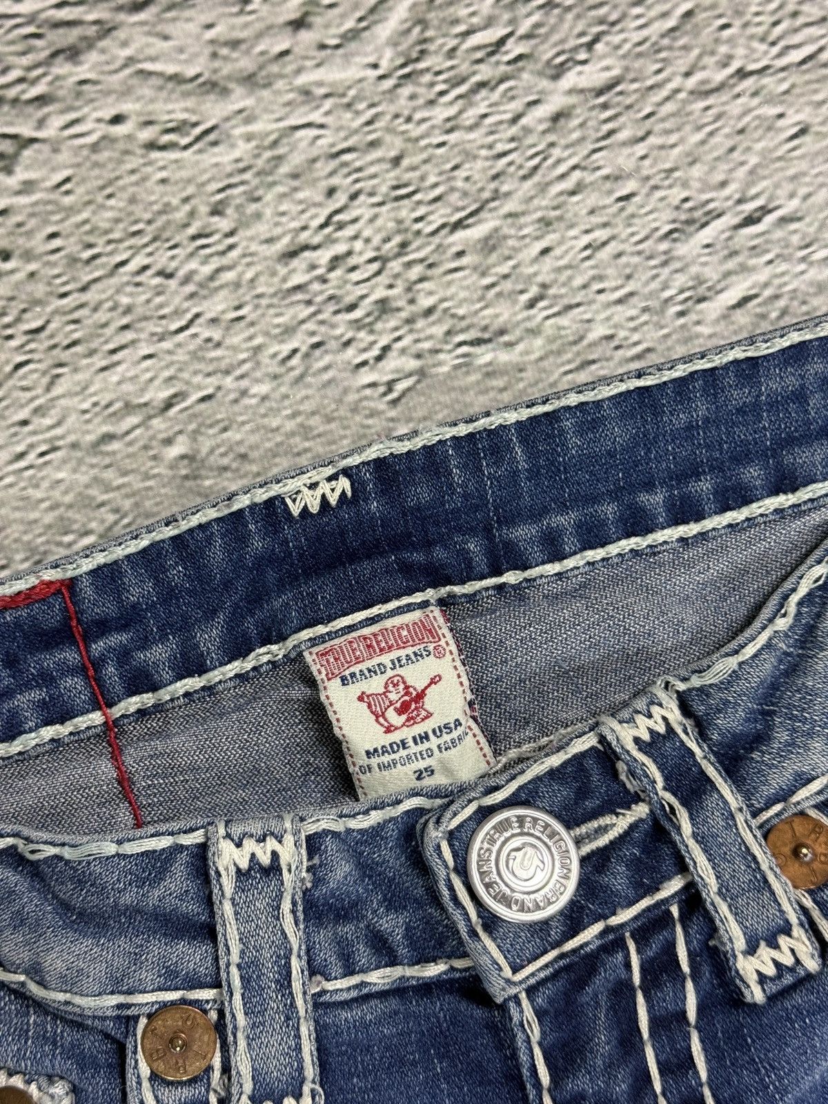 True Religion True Religion Vintage Bootcut Johnny Blue White Stitching Size 25" / US 0 / IT 36 - 8 Thumbnail