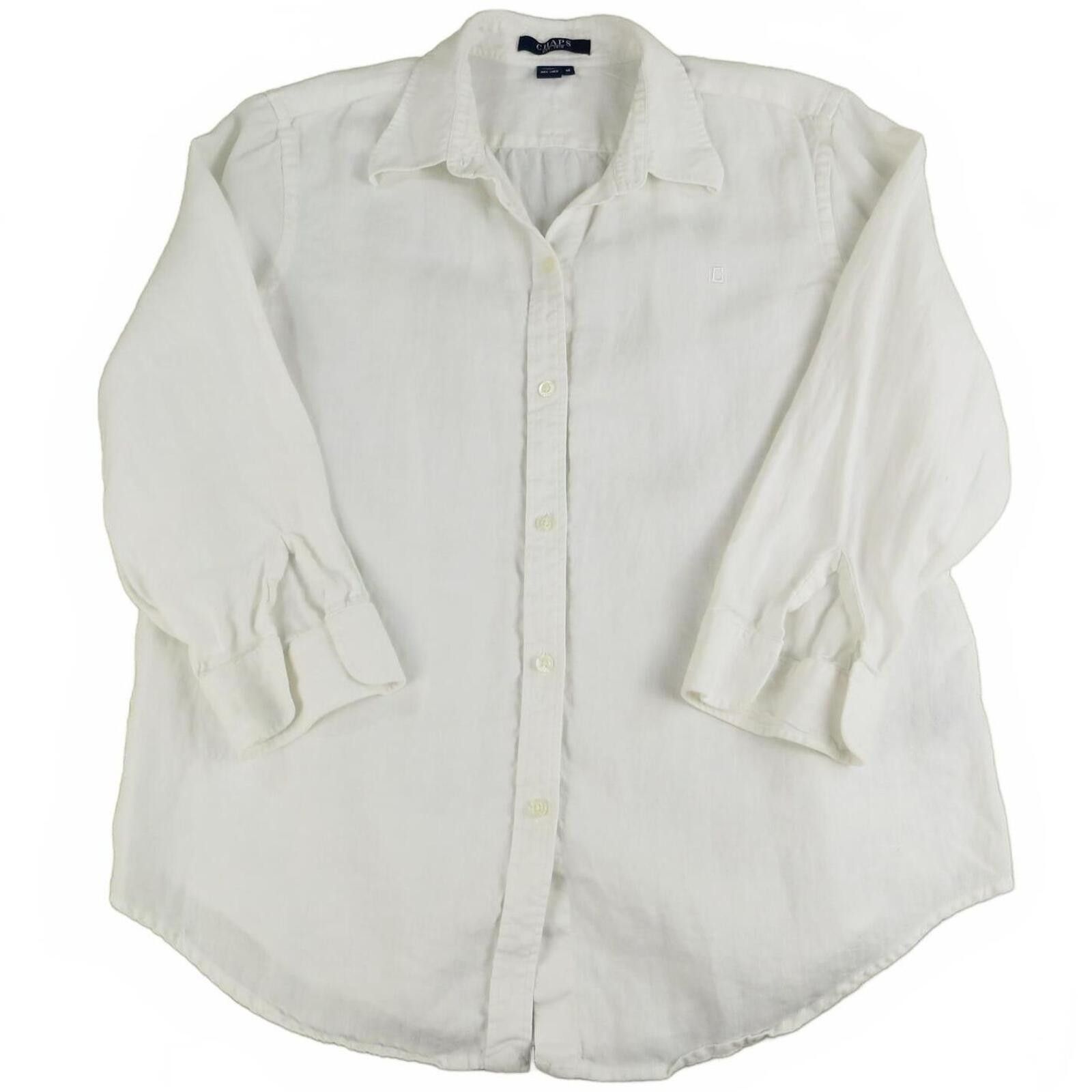 Chaps Chaps White 3/4 Sleeve Button-Up Shirt Women's Medium Size M / US 6-8 / IT 42-44 - 1 Thumbnail