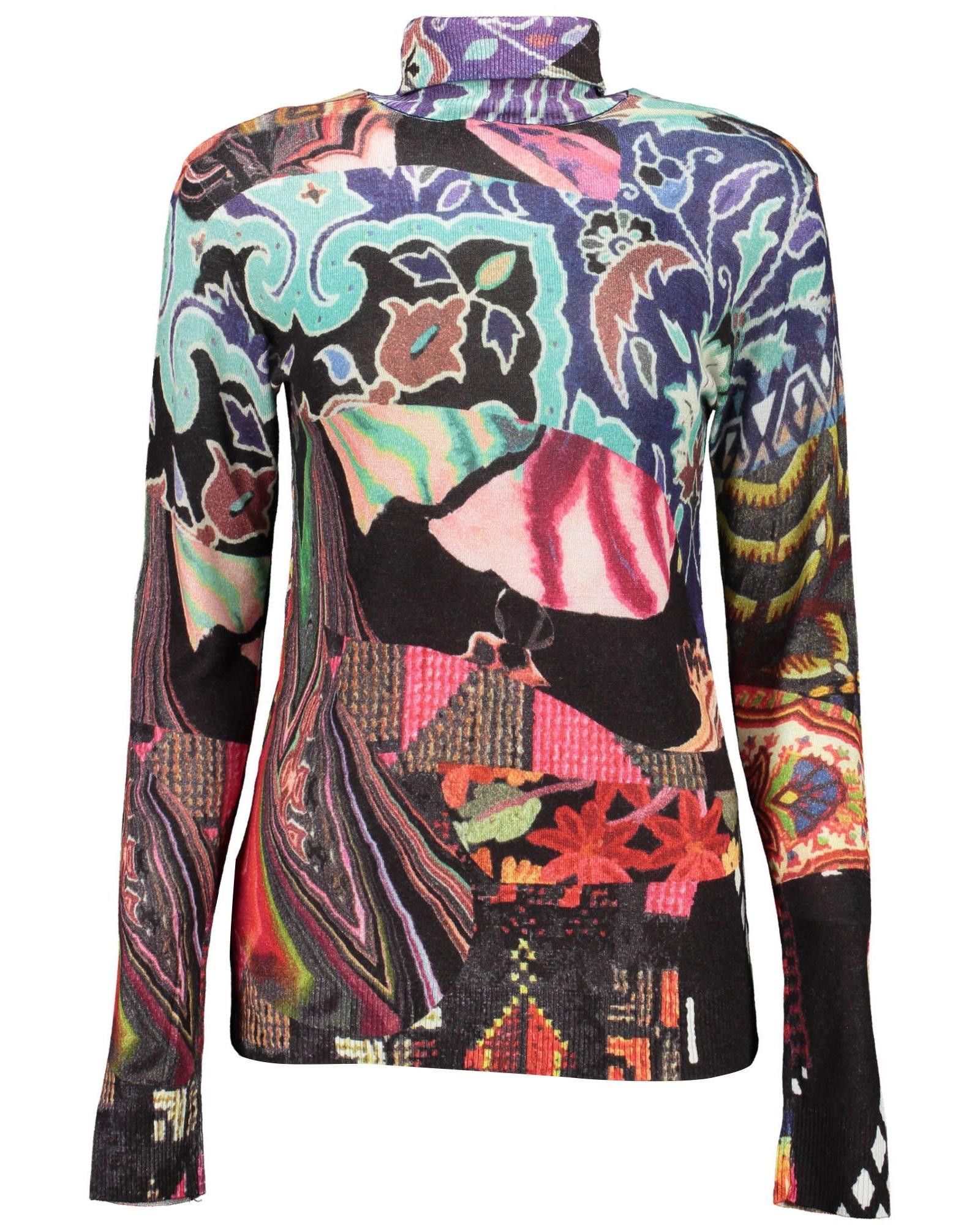 image of Desigual Wool High Collar Long Sleeves Sweater in Black, Women's (Size XS)