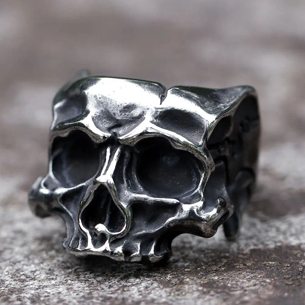 Jewelry Retro Biker Skull Ring Size ONE SIZE - 4 Thumbnail
