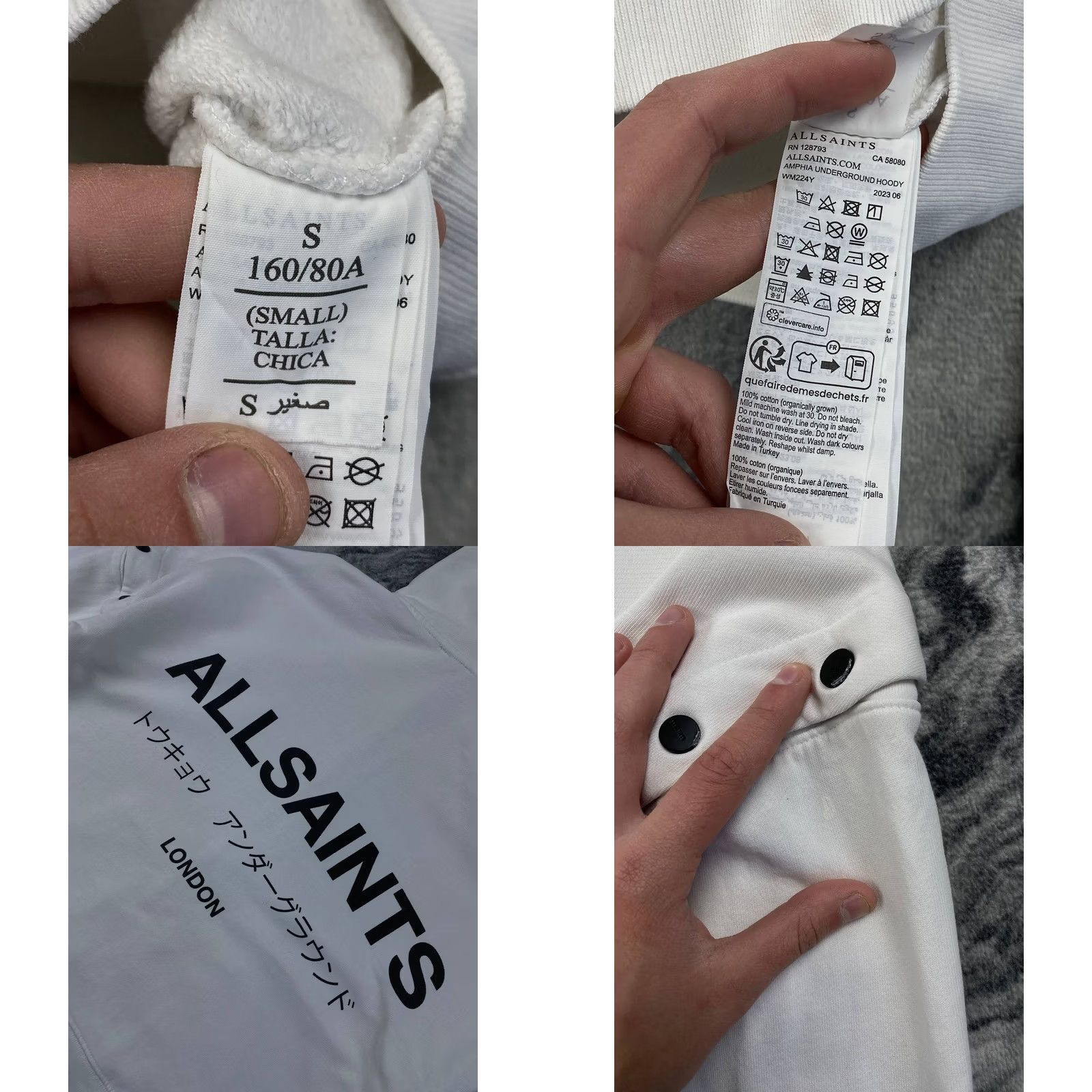Allsaints VINTAGE AllSaints Amphia 2 In 1 Underground Hoodie Women Men Size S White Size S / US 4 / IT 40 - 9 Thumbnail