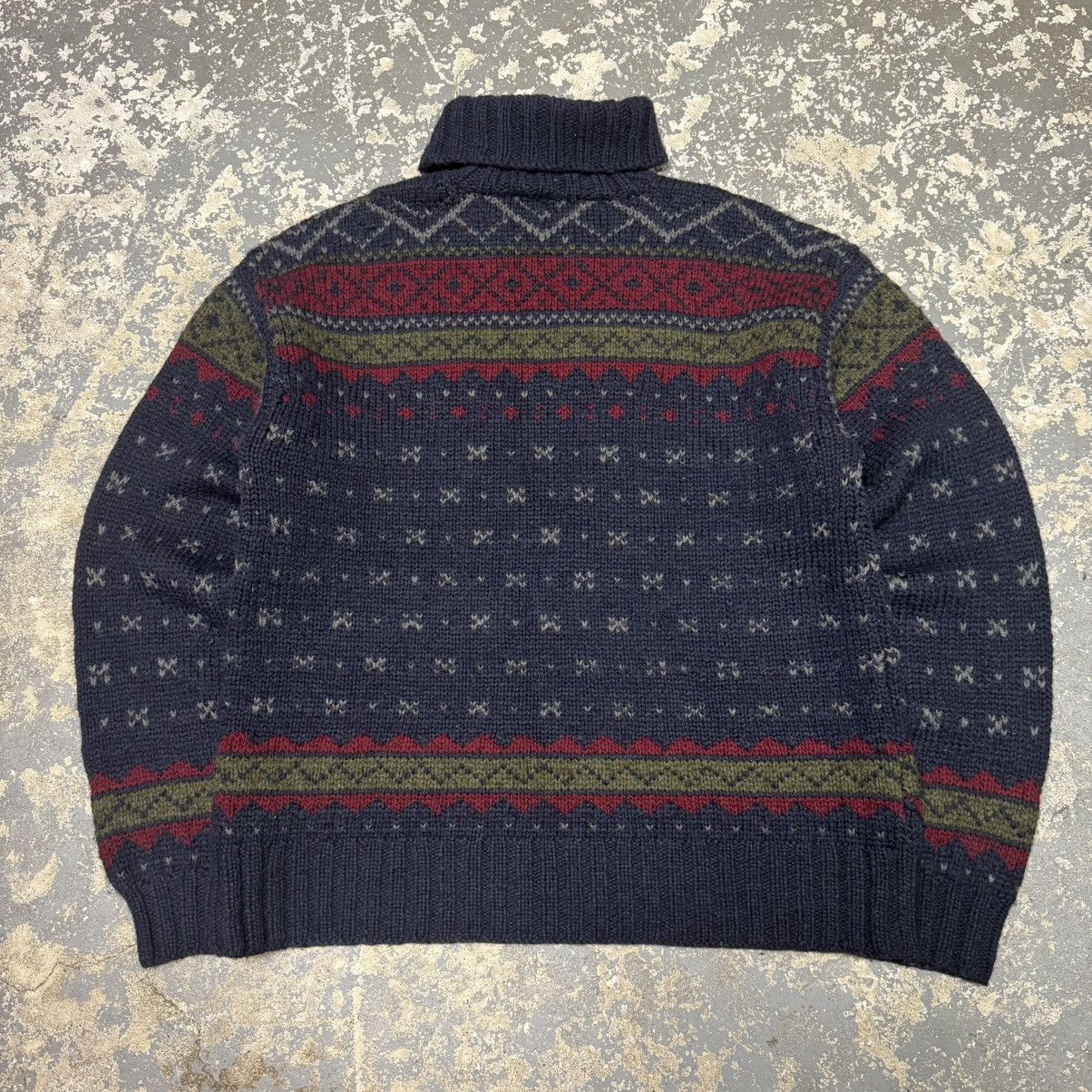 Vintage Vintage Polo Ralph Lauren Navy Blue Handknit Wool Sweater Size US L / EU 52-54 / 3 - 12 Thumbnail
