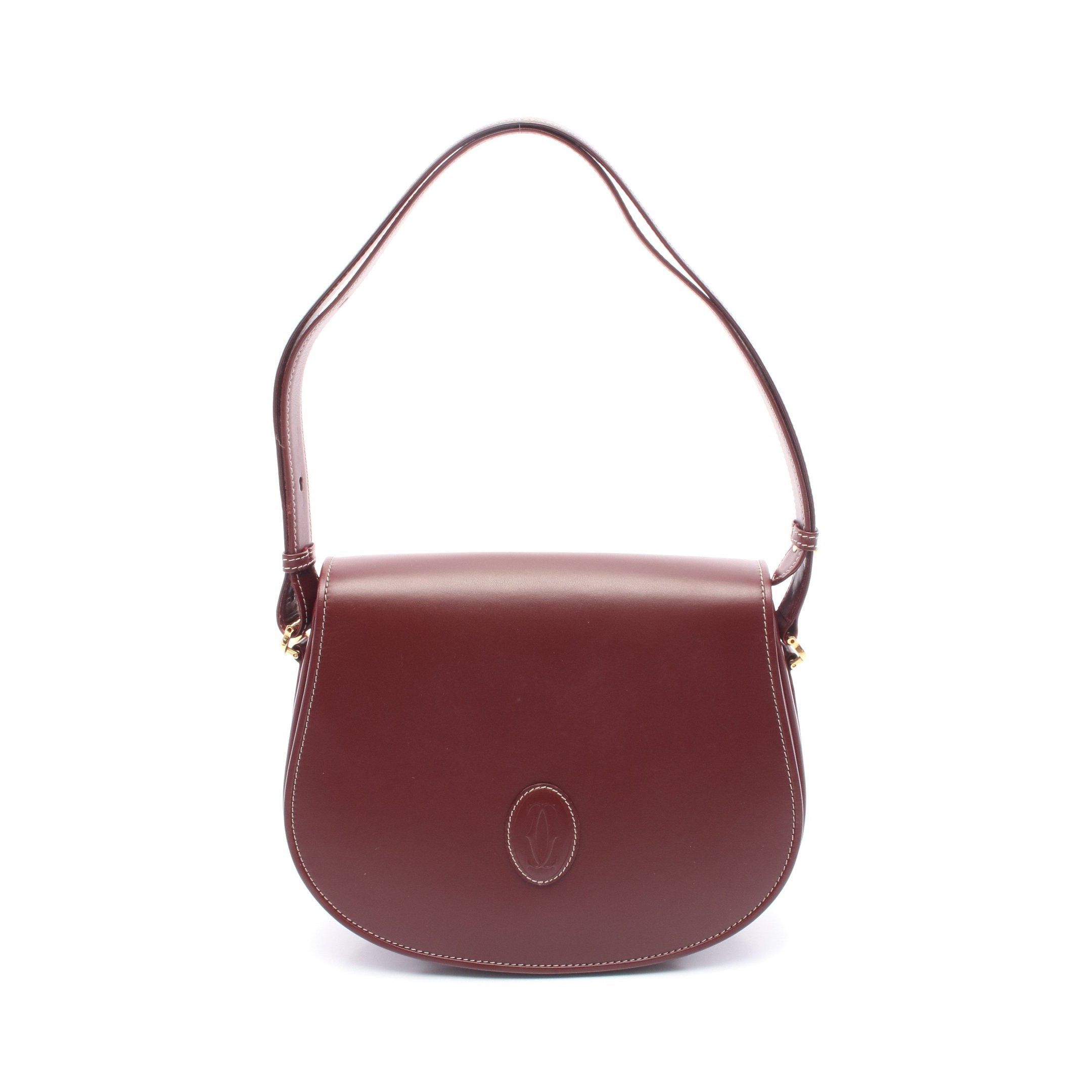 Cartier Mast Line Shoulder Bag Leather Bordeaux in Red, Women's