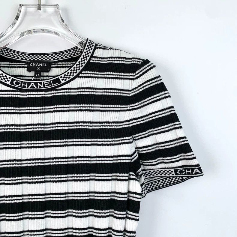 Chanel Chanel Striped Cotton Knit Short Sleeve Shirt -2505 Size US S / EU 44-46 / 1 - 3 Thumbnail