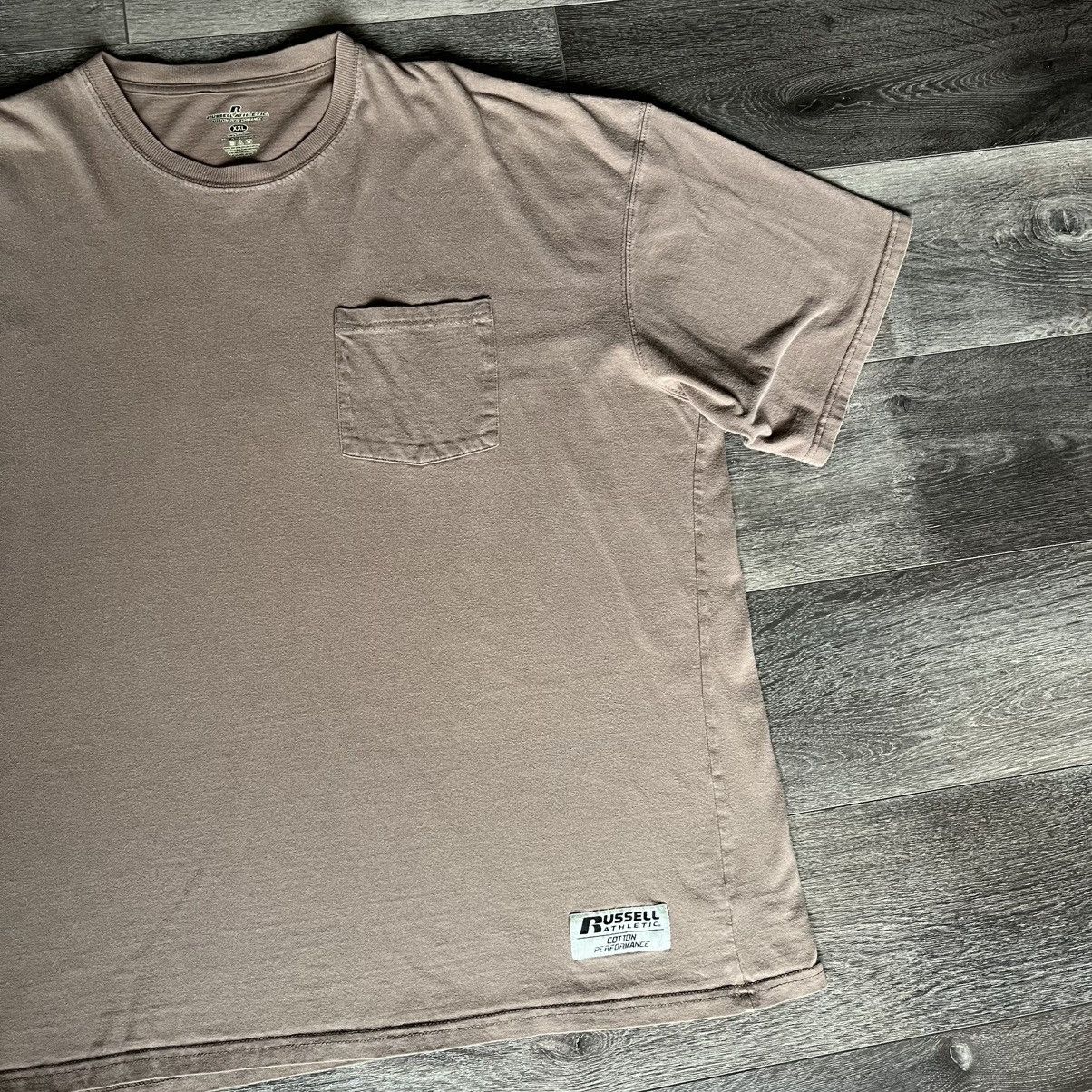 Russell Athletic × Vintage Vintage Y2K Russell Athletic Brown Wash Boxy Baggy Blank Tee Size US XXL / EU 58 / 5 - 3 Thumbnail