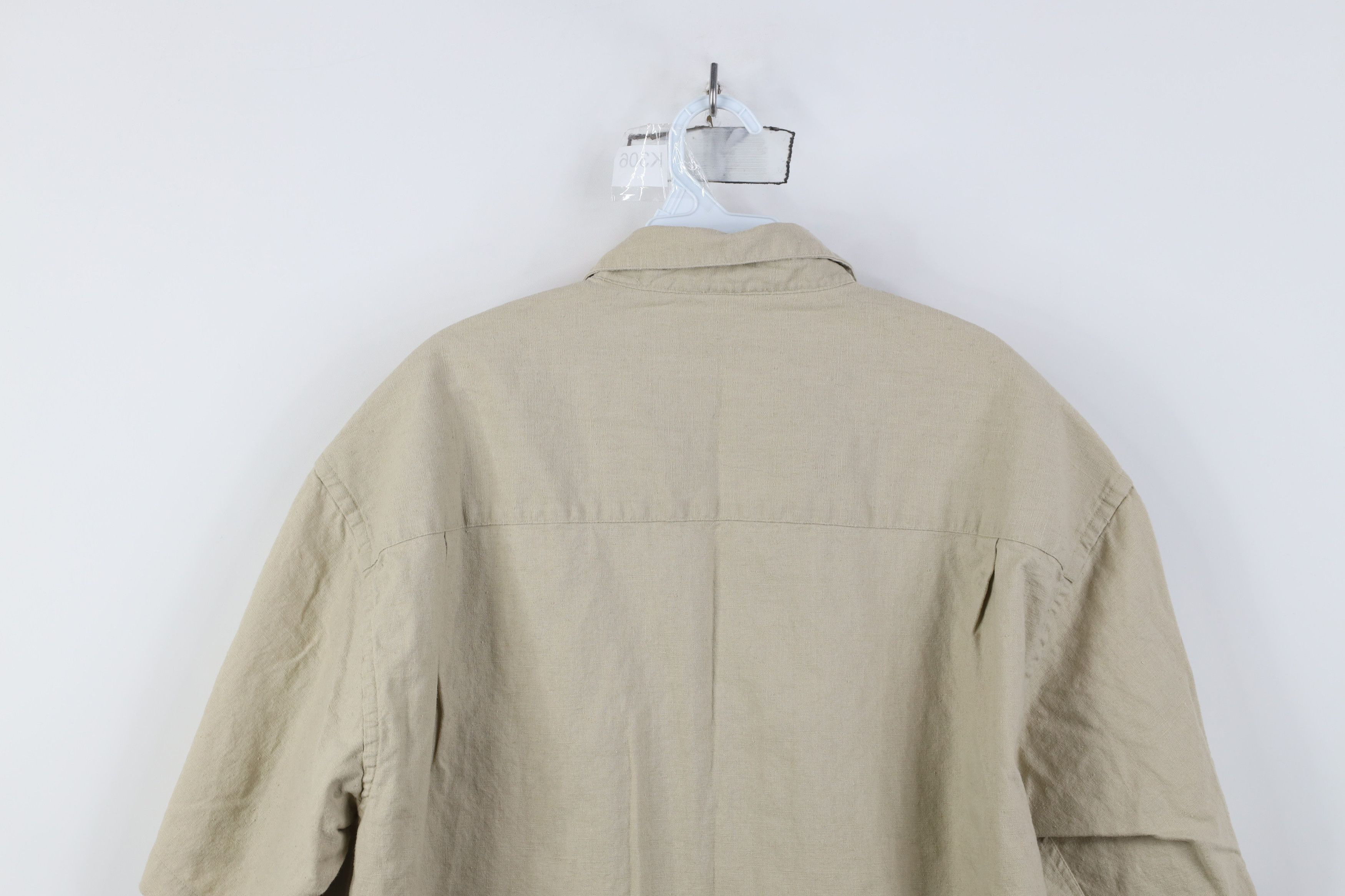 Vintage Vintage 90s Streetwear Heavy Linen Short Sleeve Button Shirt Size US L / EU 52-54 / 3 - 13 Thumbnail