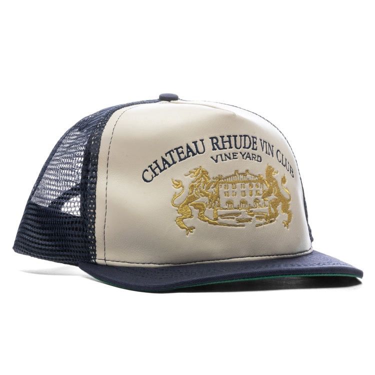Rhude Rhude CELLIER TRUCKER HAT NAVY/CREAM Leather Front Size ONE SIZE - 2 Thumbnail
