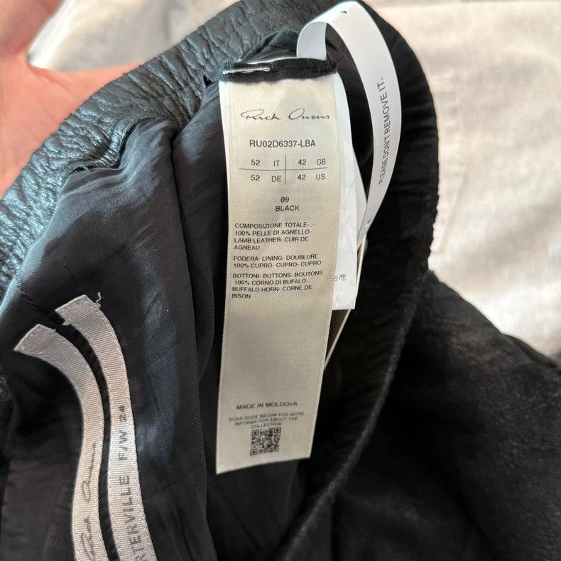 rick owens Extra Heavy Burnt Sheepskin Drawstring Pocket Co