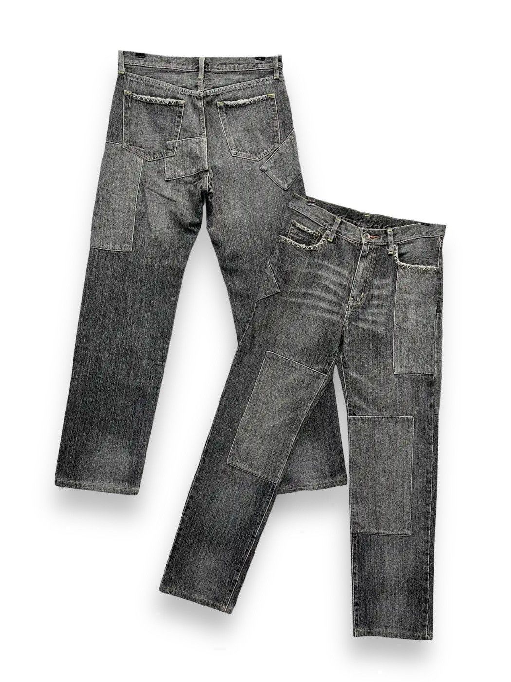 Uniqlo SICK🔥Black Patchwork Distressed Denim Punk Undercover Style Size US 30 / EU 46 - 1 Thumbnail