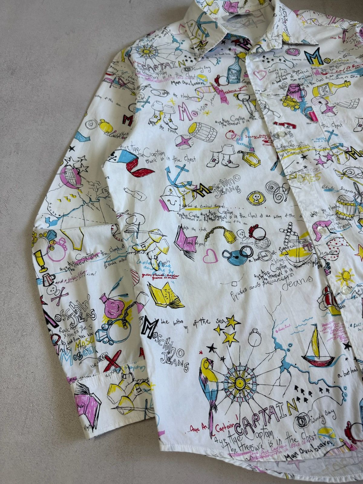 Moschino Moschino Jeans Vintage 90's RARE Captains Map Shirt Size XL Size US XL / EU 56 / 4 - 5 Thumbnail