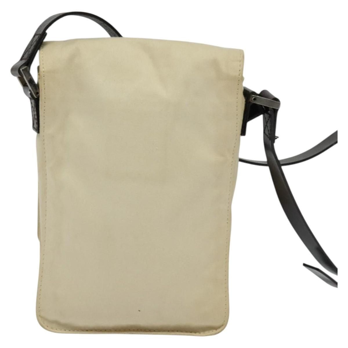 FENDI Shoulder Bag Canvas White Silver