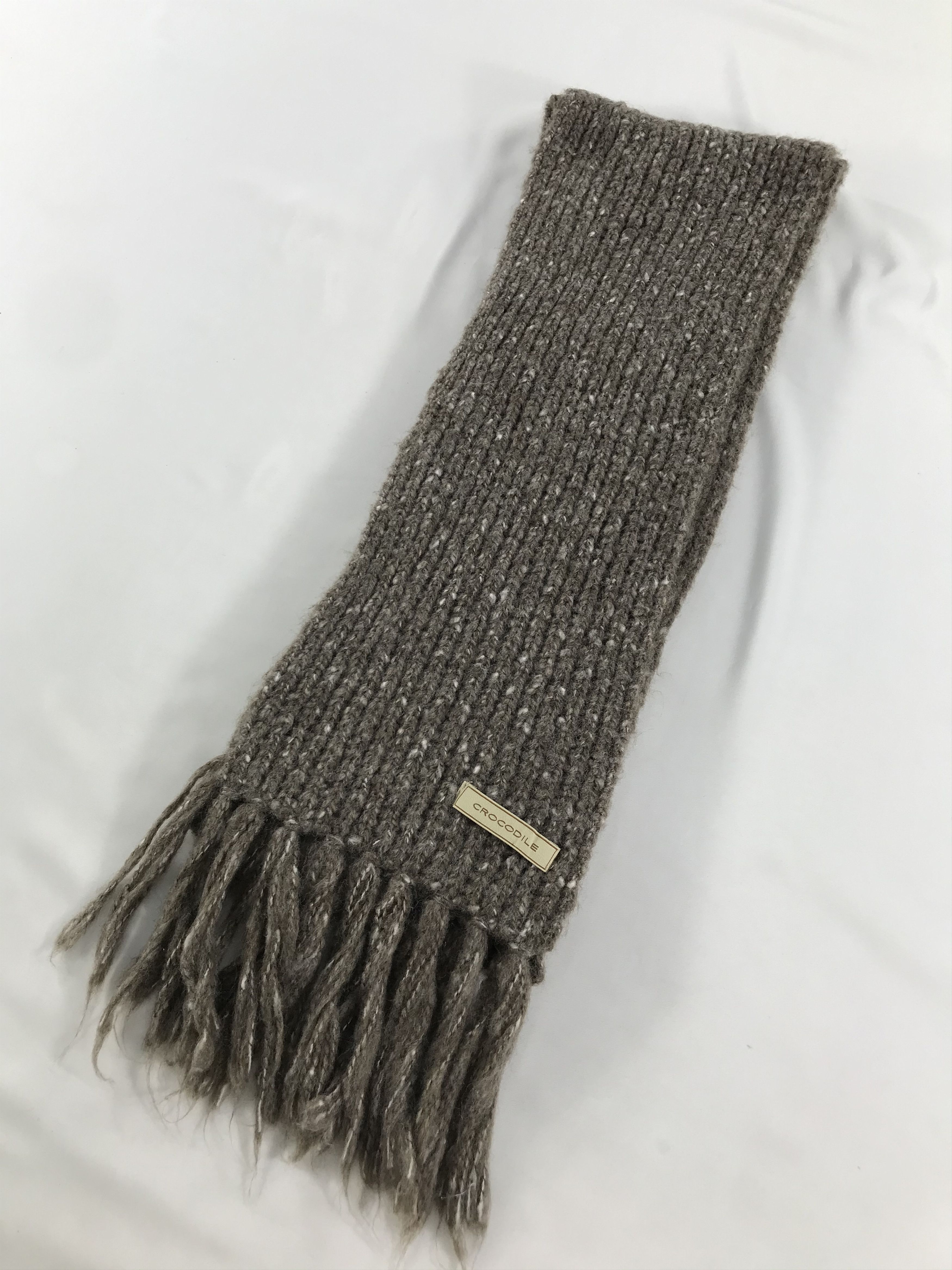 Vintage Crocodile Knit Wool Muffler Scarf V134 Size ONE SIZE - 3 Thumbnail