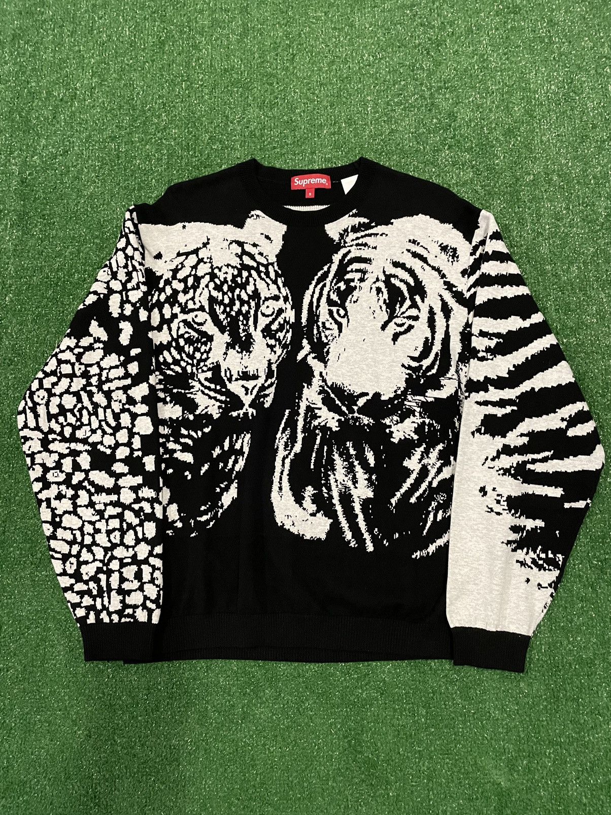 Image of Supreme Big Cats Jacquard Sweater in Black, Men's (Size Small)