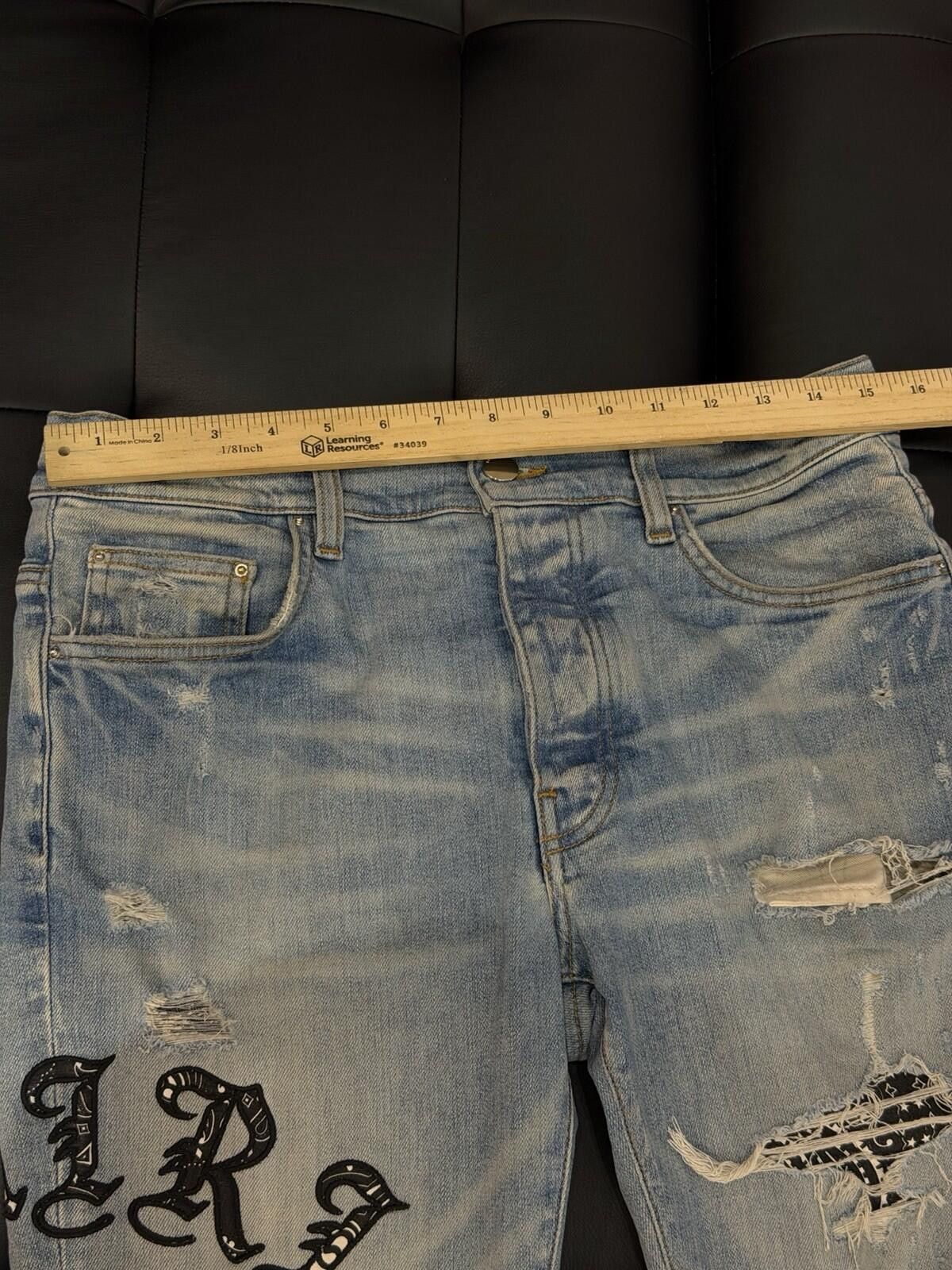 Amiri Size 31 - Amiri Blue Wrap Logo Jeans 100% Authentic Size US 31 - 11 Thumbnail