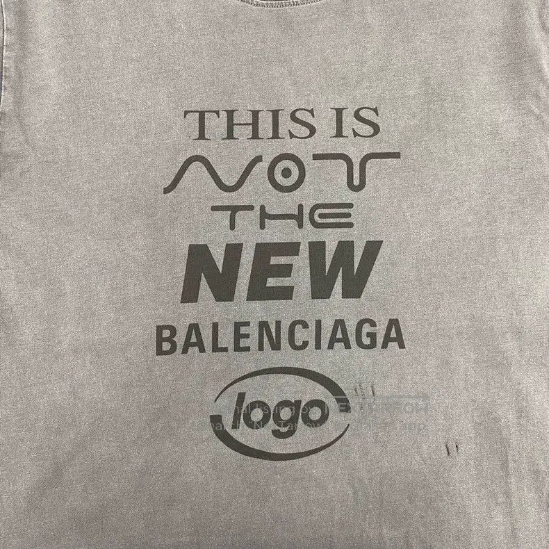 Balenciaga Balenciaga Washed Grey Destroyed Logo Short Sleeve Size US S / EU 44-46 / 1 - 4 Thumbnail