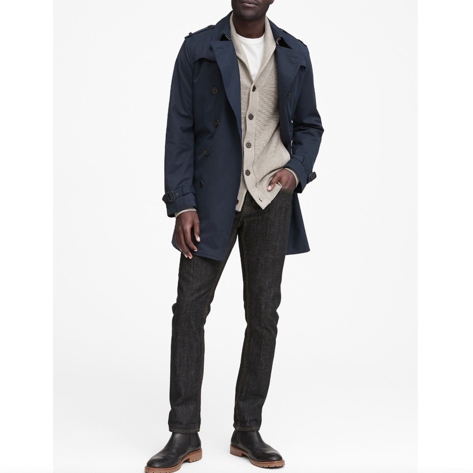 Banana Republic Banana Republic Men's Trench Coat Peacoat - Medium Size US M / EU 48-50 / 2 - 1 Thumbnail