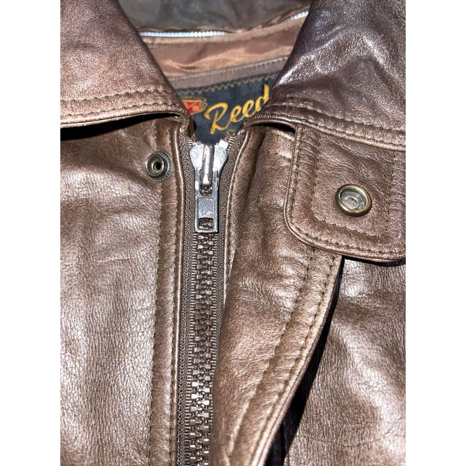Vintage VINTAGE Reed Leather Bomber Jacket Coat Thinsulate Lined Sz 46 BIG Mens Brown 90s Classic Leather Bomber Zip Snap Pockets Cinch Waist Leather Coat Size US S / EU 44-46 / 1 - 4 Thumbnail