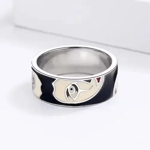 Japanese Brand Creative Handmade Irregular Half Face Enamel Heart Ring Size ONE SIZE - 2 Thumbnail
