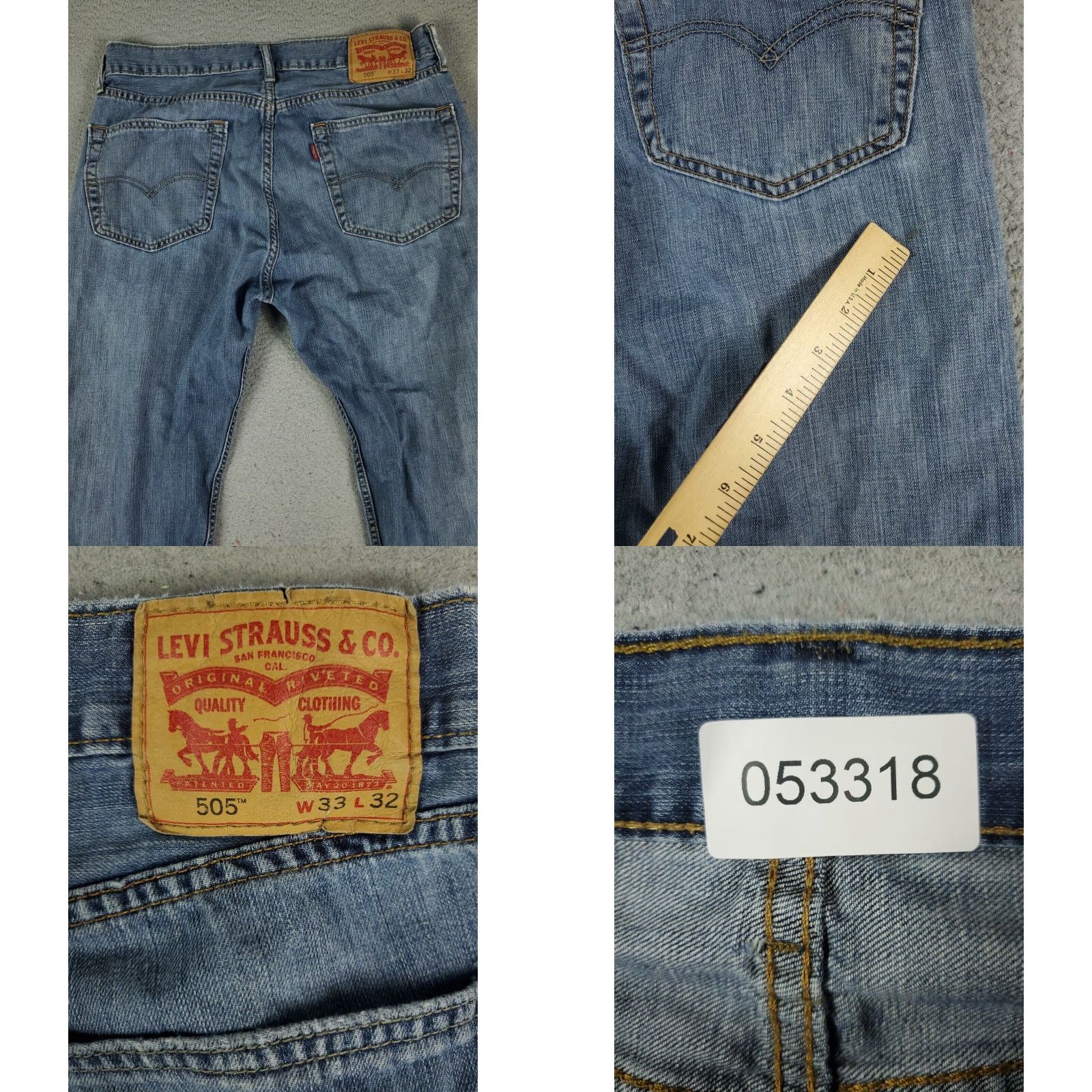 Levi's Levis Mens 505 Straight Leg Jeans Blue 33x30 Casual Denim Pants Size US 33 - 8 Thumbnail