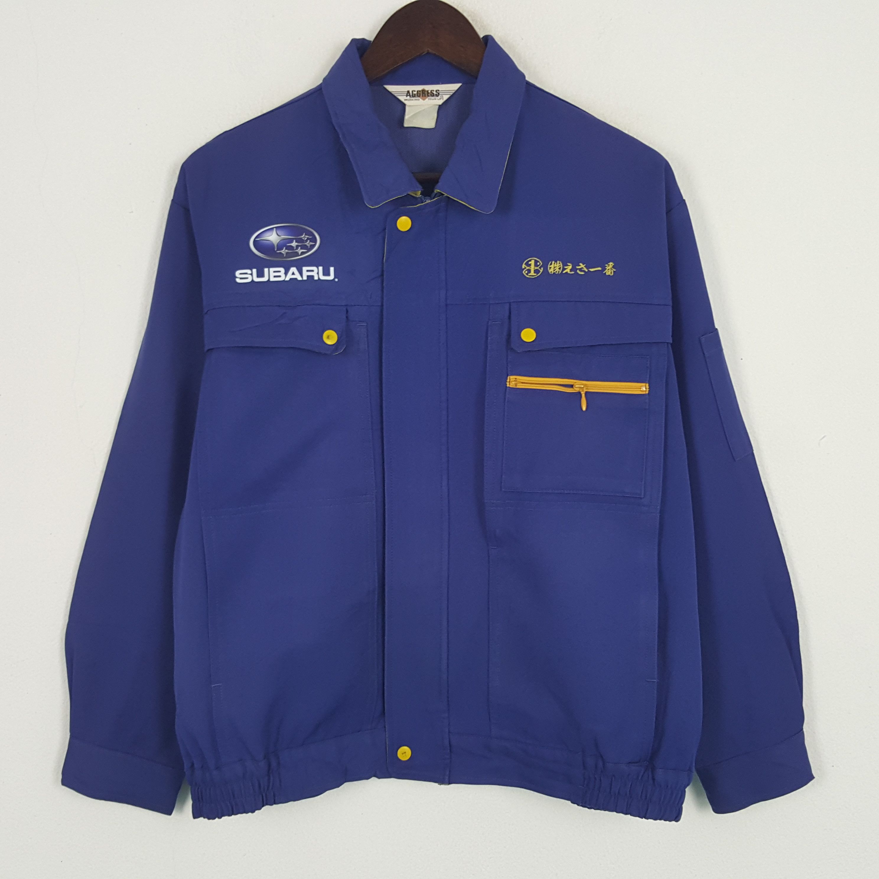 vintage 90s subaru work jacket full zipper workwear jacket racing