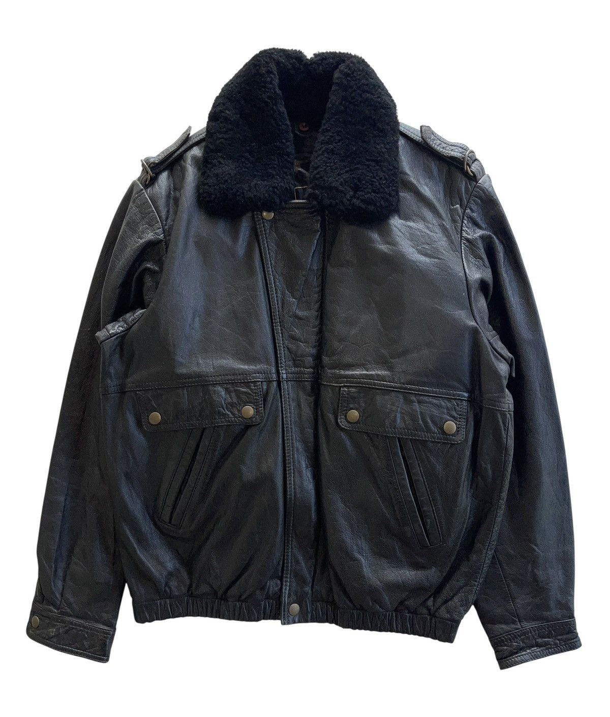 Bugatti G-1 Blouson Cowhide Leather Boa Collar Jacket