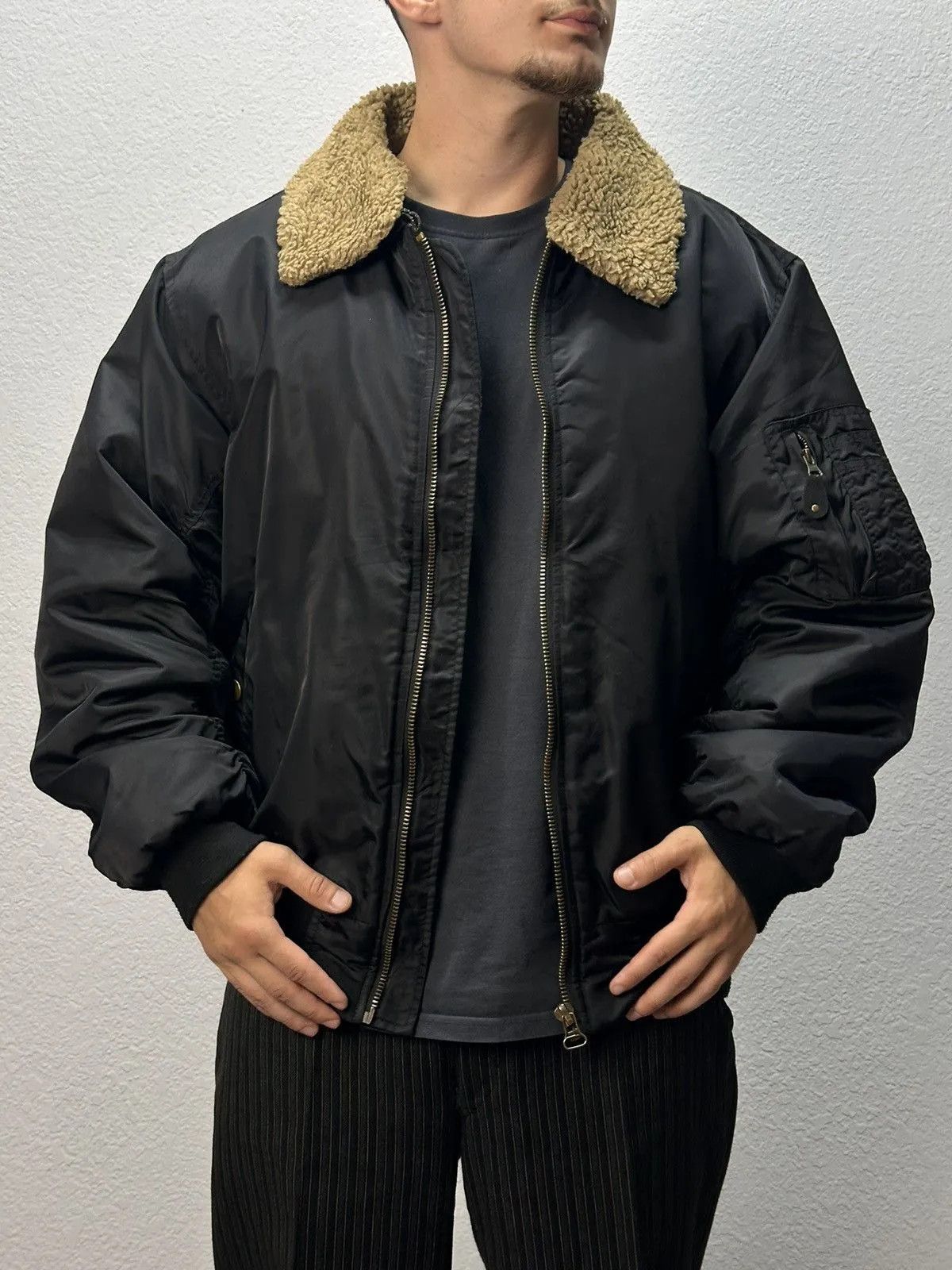 Alpha Industries Vintage Nylon MA-1 jacket alpha bombers black y2k japan Size US XL / EU 56 / 4 - 1 Thumbnail