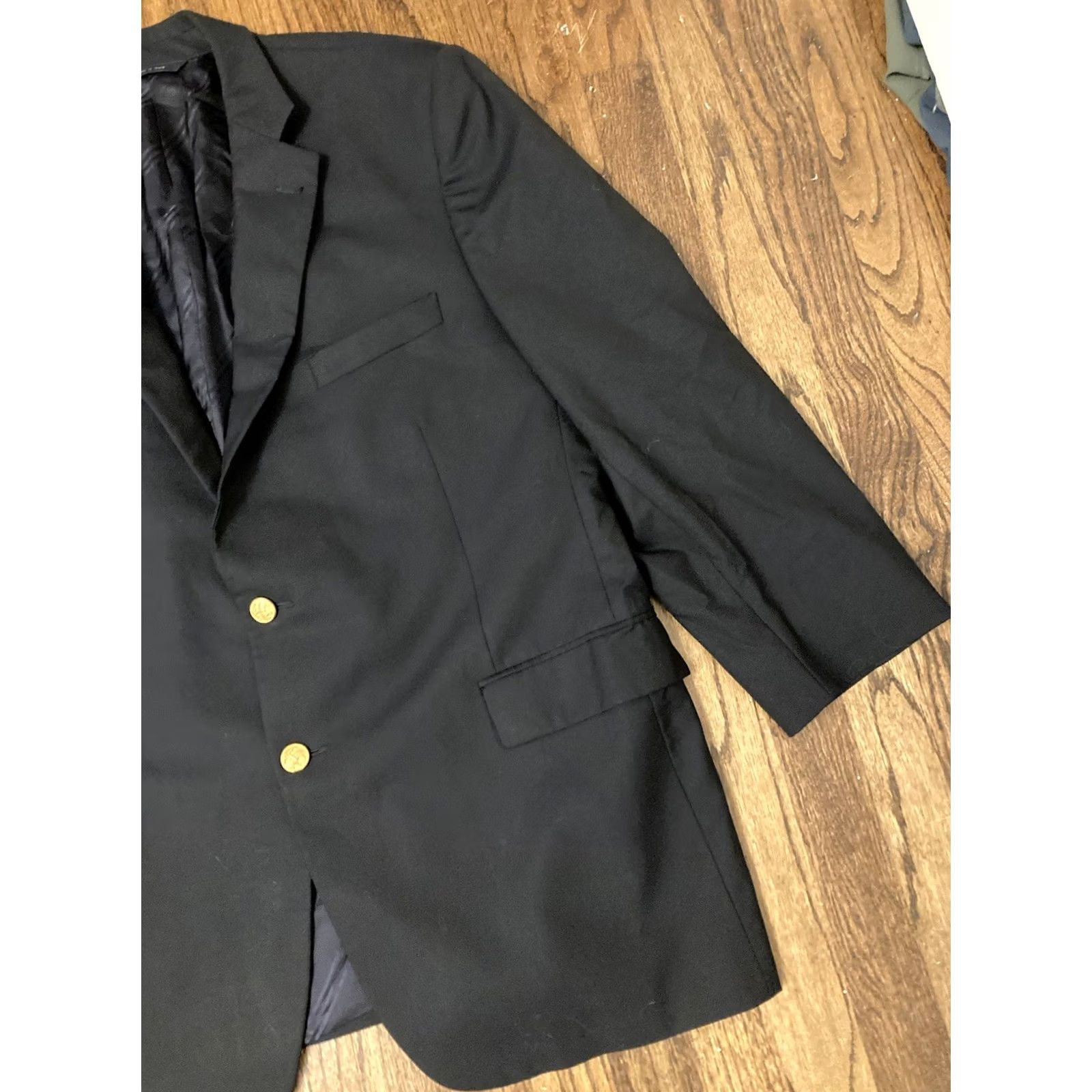 Brooks Brothers Brooks Brothers Blazer Men 46R Black Wool 2 Piece Notch Lapel Double-Vented Italy 2 Button Front Classic Dry Clean Only Size 46R - 3 Thumbnail