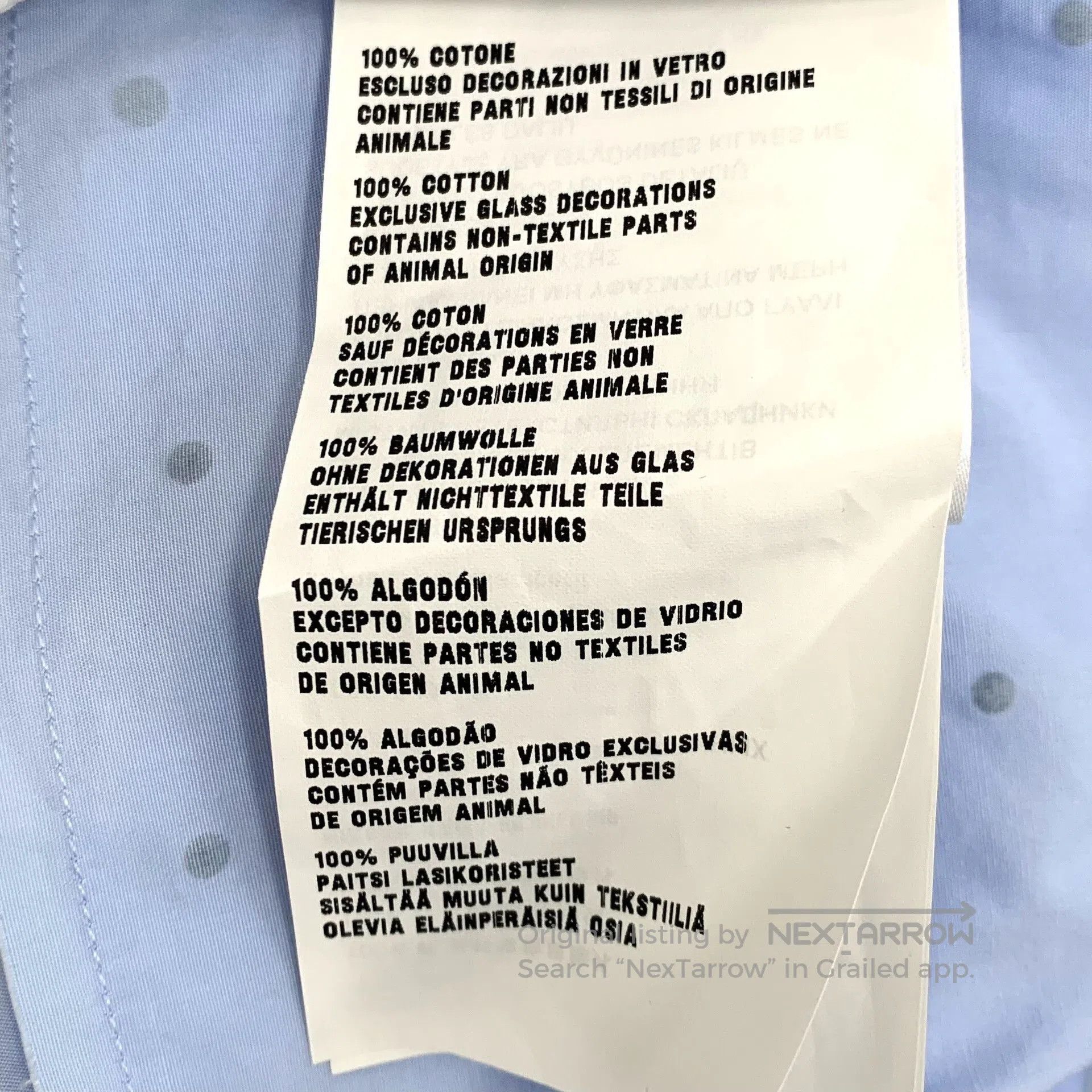 Miu Miu Miu Miu Blue Logo Crystal Cotton Shirt. Size XS / US 0-2 / IT 36-38 - 8 Thumbnail