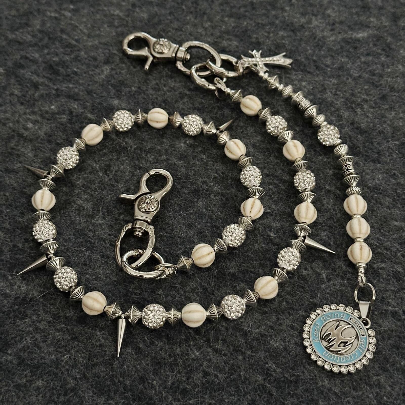 Other White Stone Thorn Crystal Bead Chain | Punk Street Waist Size ONE SIZE - 4 Thumbnail
