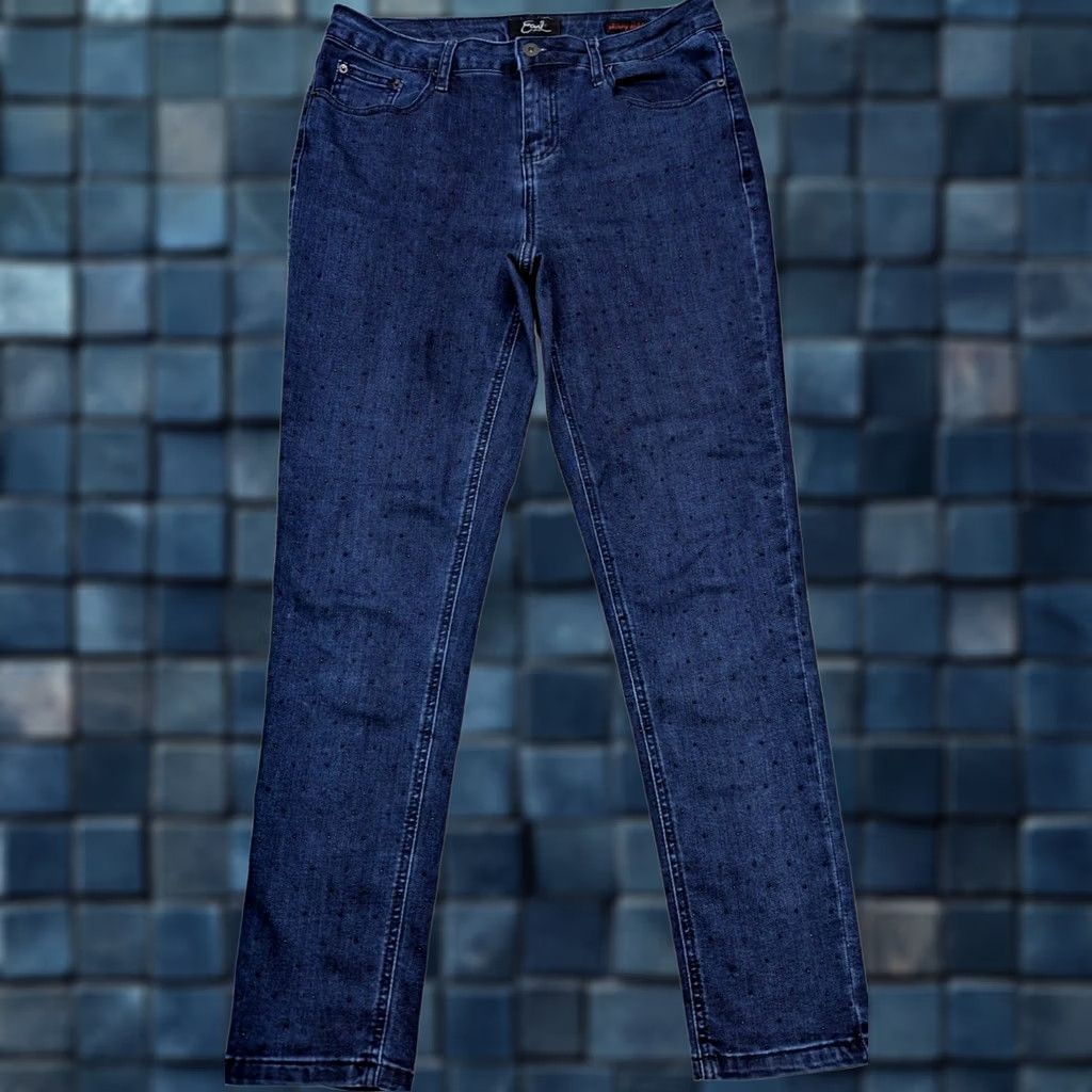 Vintage Earl Jeans Skinny Ankle Jeans Women 10 Blue Studded Logo 32x28 Slim 5-Pocket Denim Size 32" / US 10 / IT 46 - 1 Thumbnail