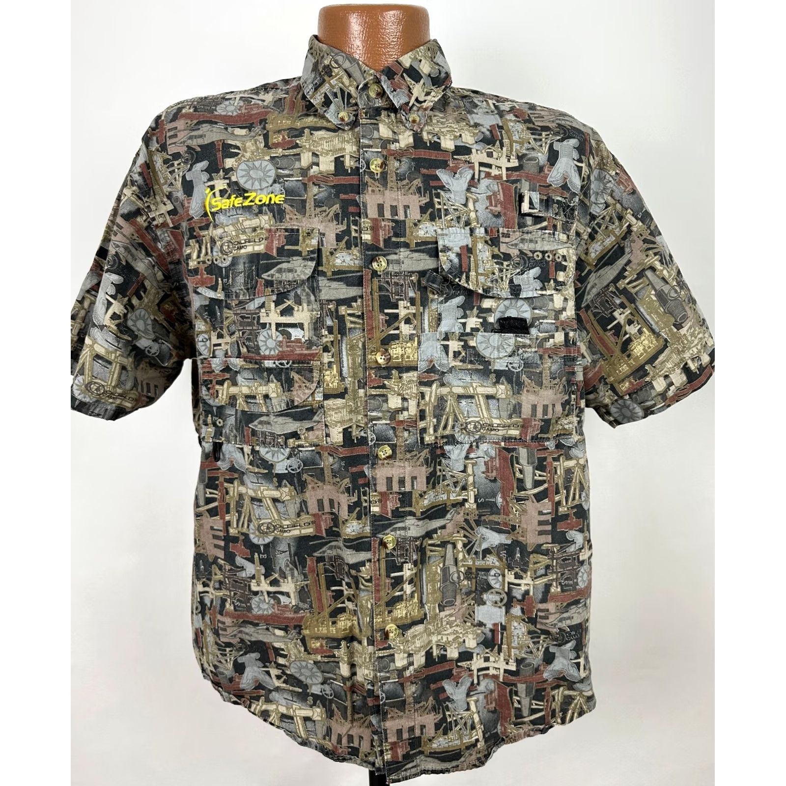 GAS Oilfield Camo Shirt Men Small Button-Down Pockets Cotton Size US S / EU 44-46 / 1 - 3 Thumbnail
