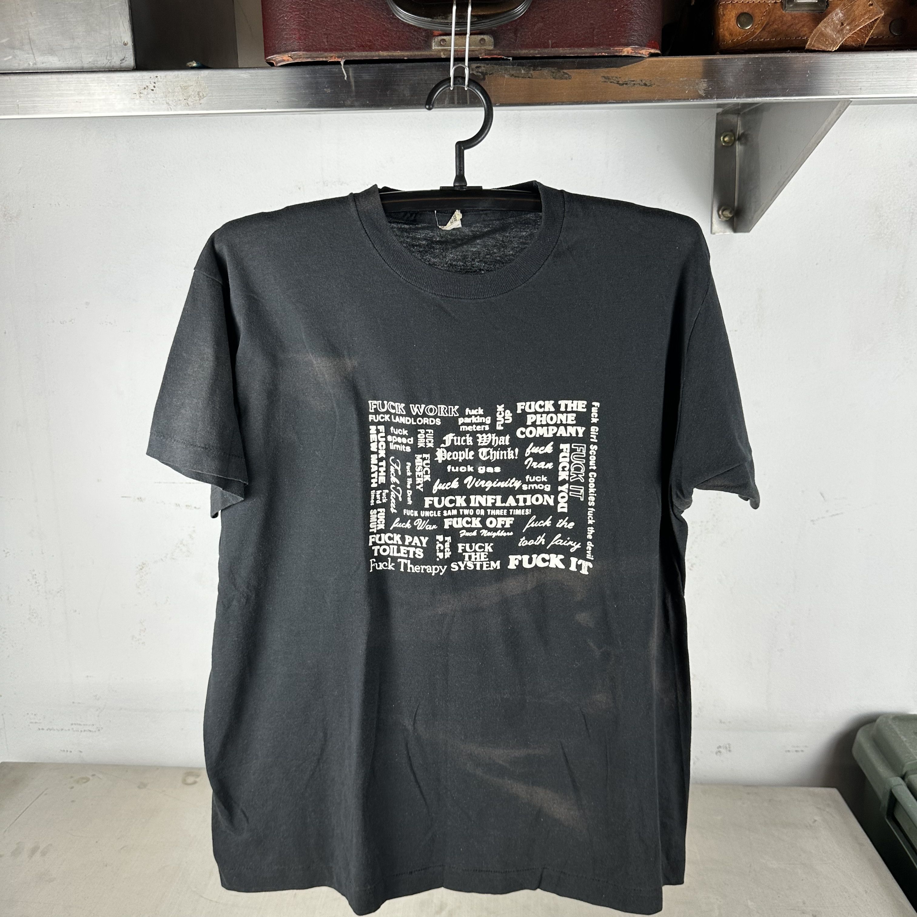 Vintage ​​​​Vintage 80s F*ck Everything Humor Typography T-shirt Size US L / EU 52-54 / 3 - 1 Thumbnail