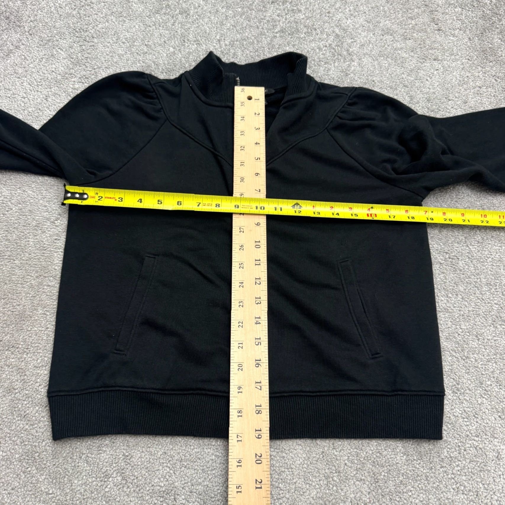 Banana Republic Banana Republic Full Zip Puff Sleeve Sweatshirt Womens Small Petite Black Mock Neck Zip Cardigan Size S / US 4 / IT 40 - 7 Thumbnail